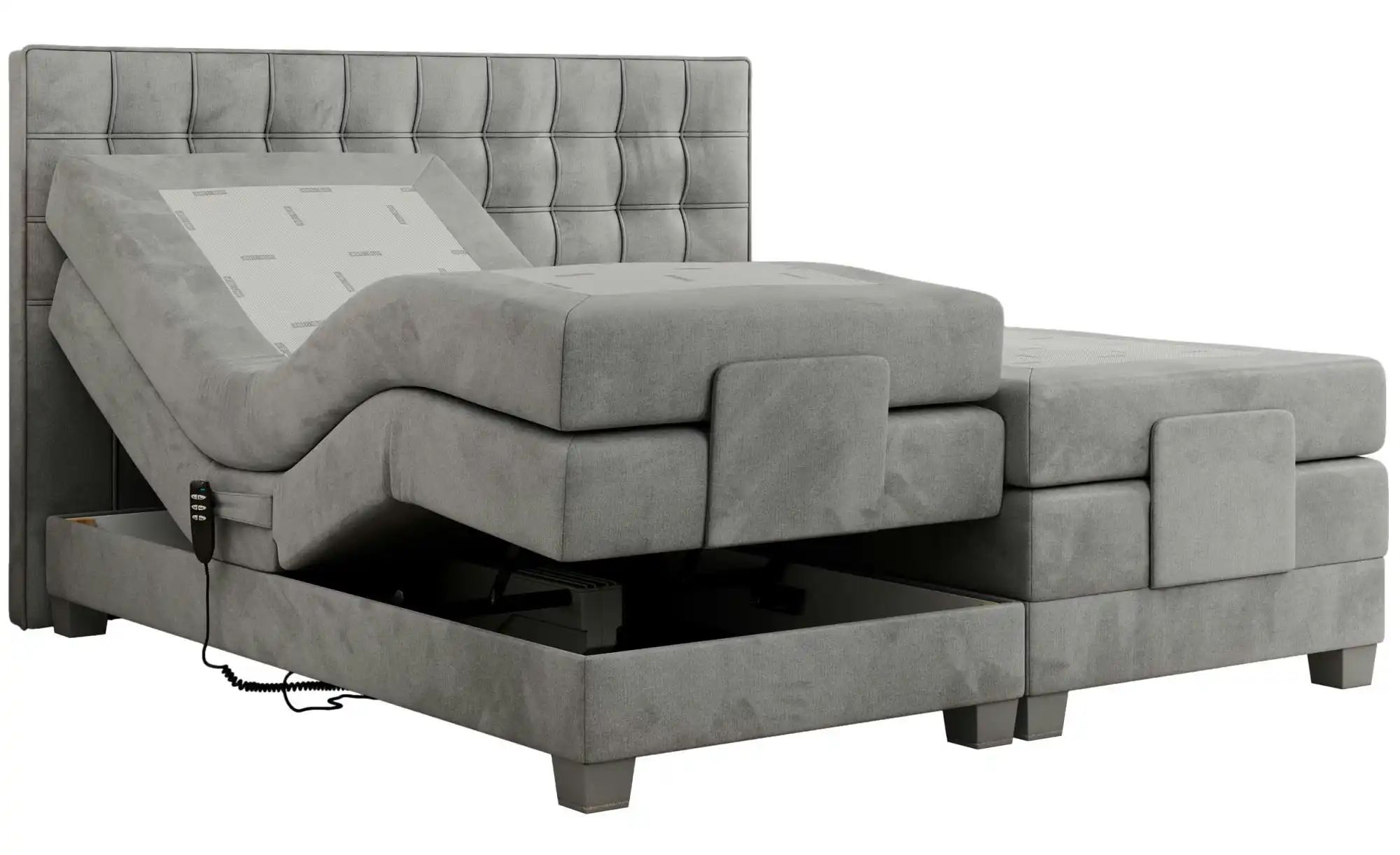Motor Boxspringbett mit Bettkasten Elektro ¦ grau ¦ Maße (cm): B: 148 H: 11 günstig online kaufen