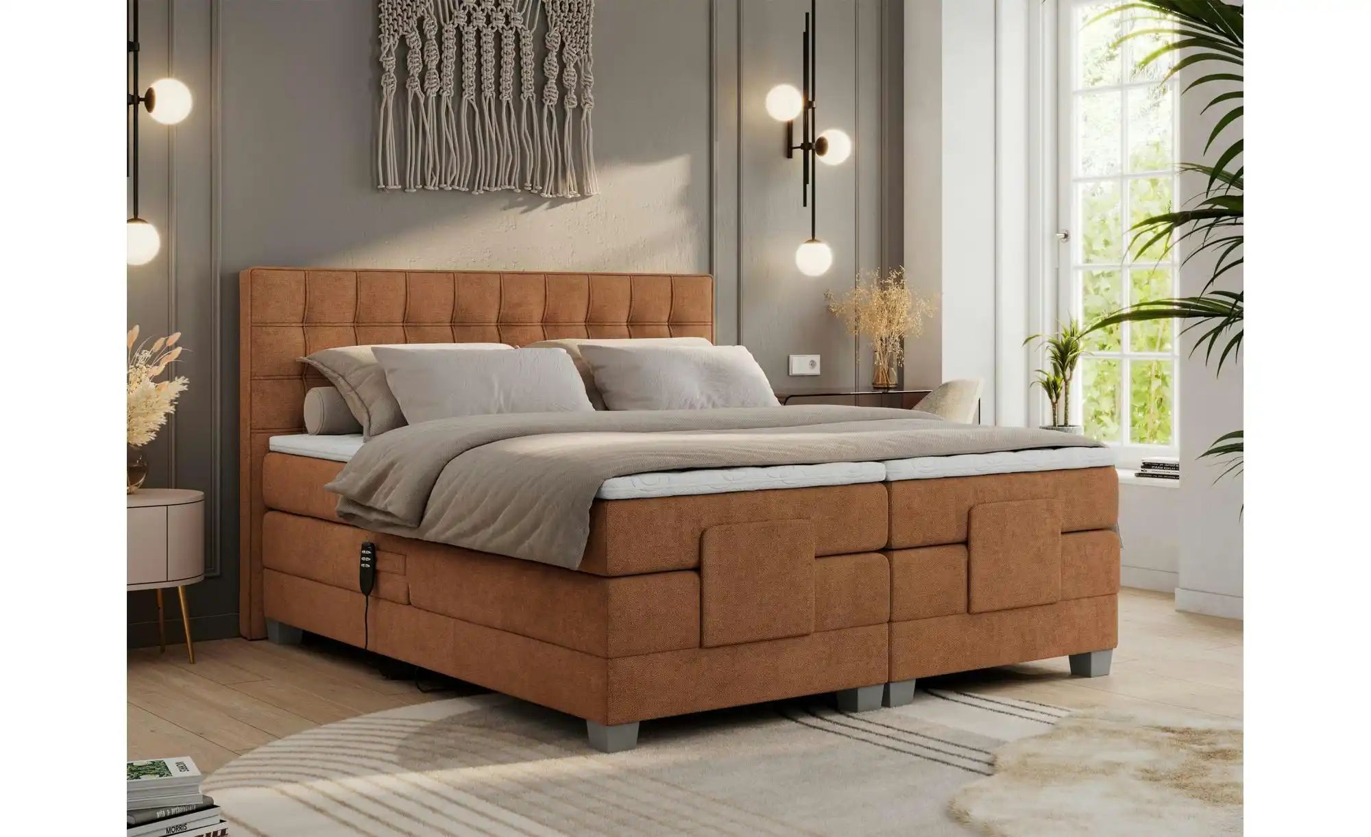Motor Boxspringbett mit Bettkasten Elektro ¦ orange ¦ Maße (cm): B: 188 H: günstig online kaufen