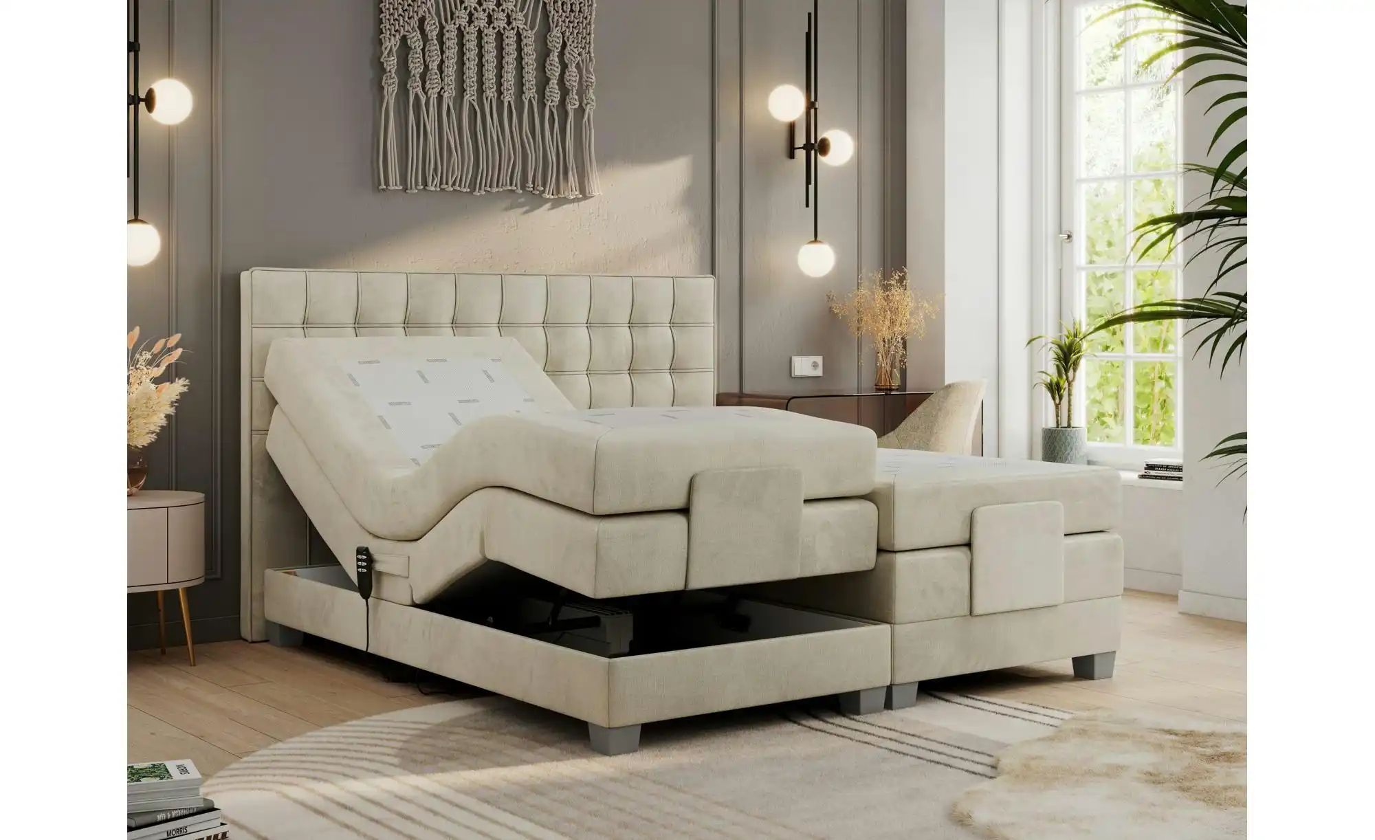 Motor Boxspringbett mit Bettkasten Elektro ¦ beige ¦ Maße (cm): B: 148 H: 1 günstig online kaufen