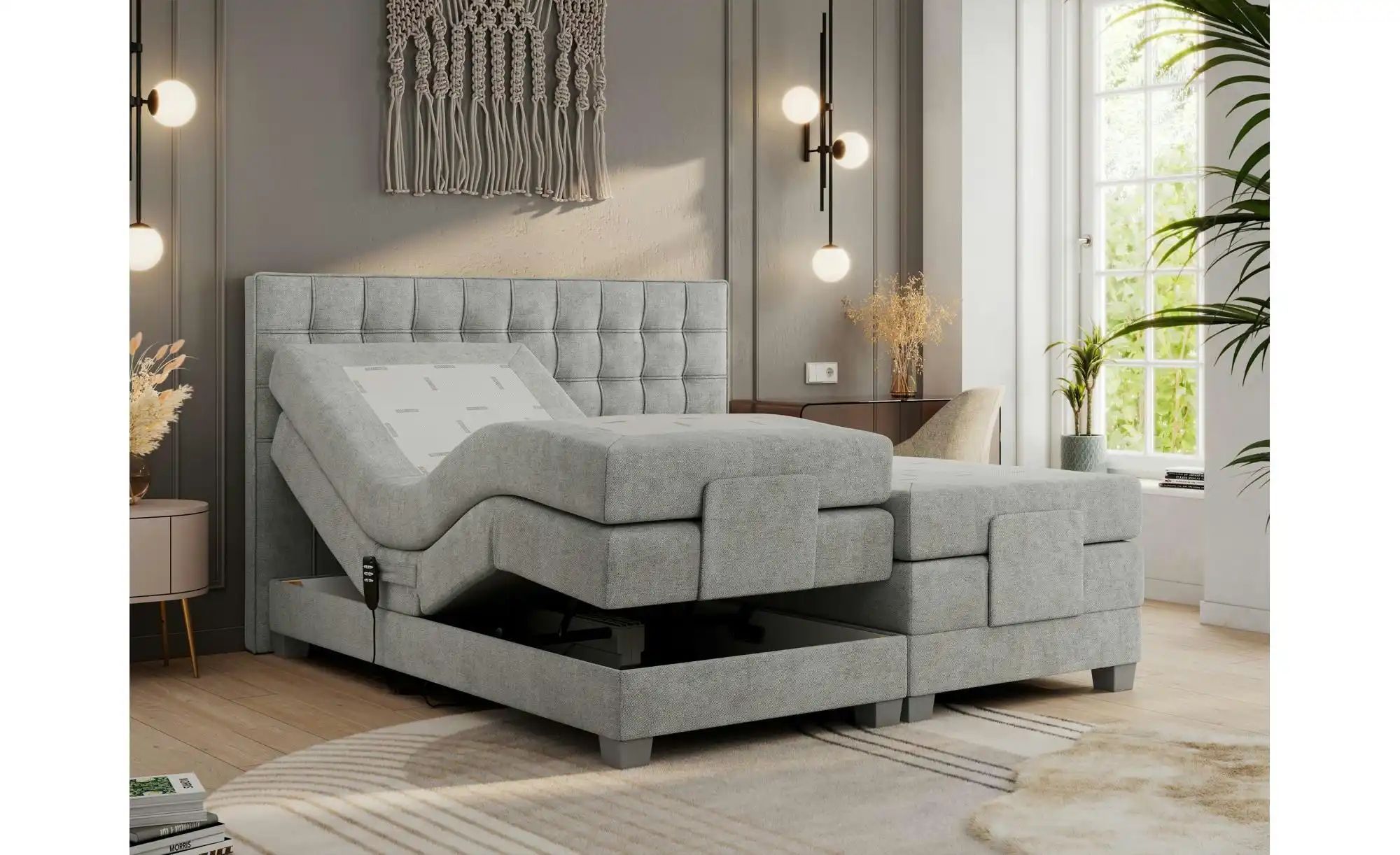 Motor Boxspringbett mit Bettkasten Elektro ¦ grau ¦ Maße (cm): B: 148 H: 11 günstig online kaufen