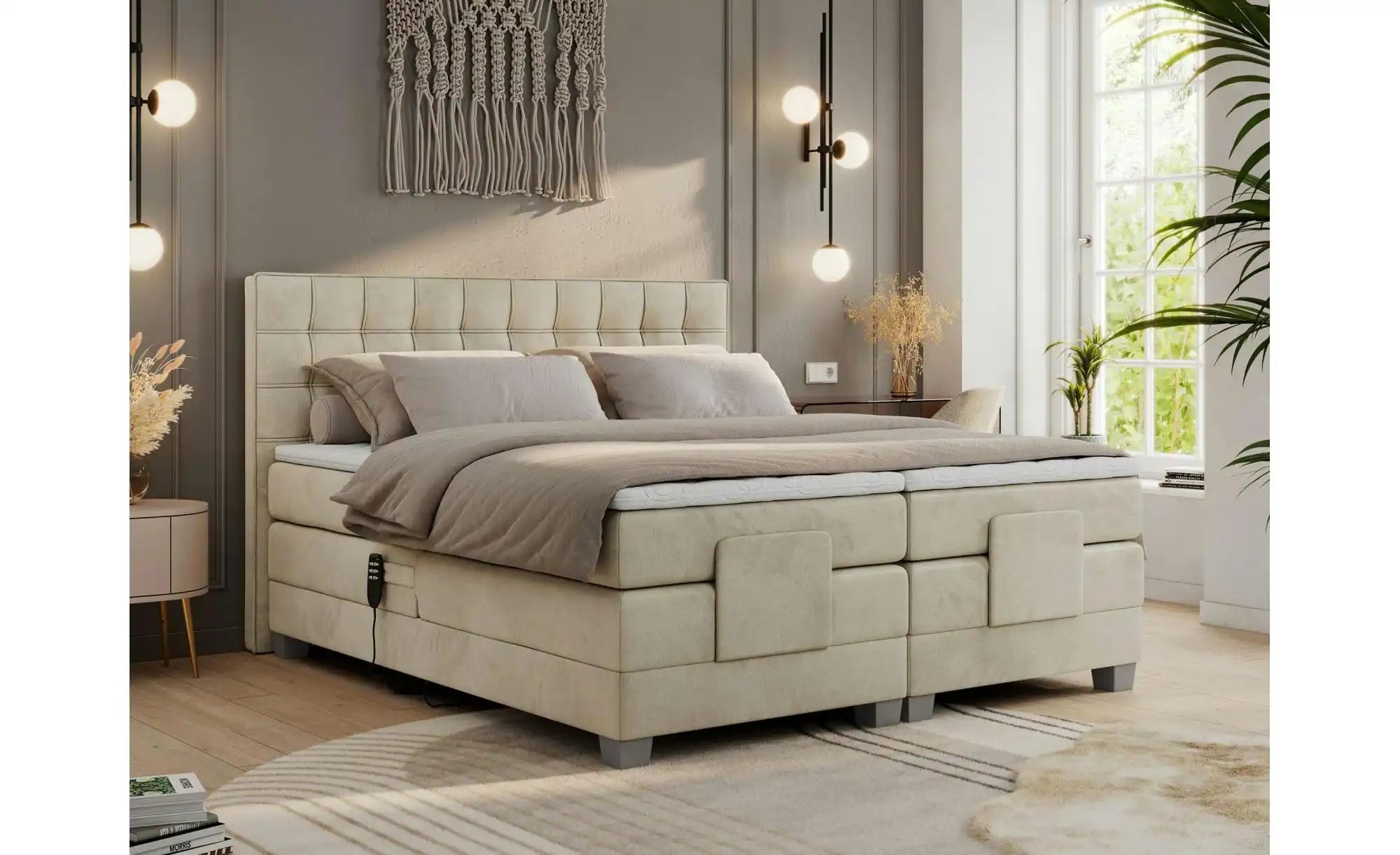 Motor Boxspringbett mit Bettkasten Elektro ¦ beige ¦ Maße (cm): B: 208 H: 1 günstig online kaufen