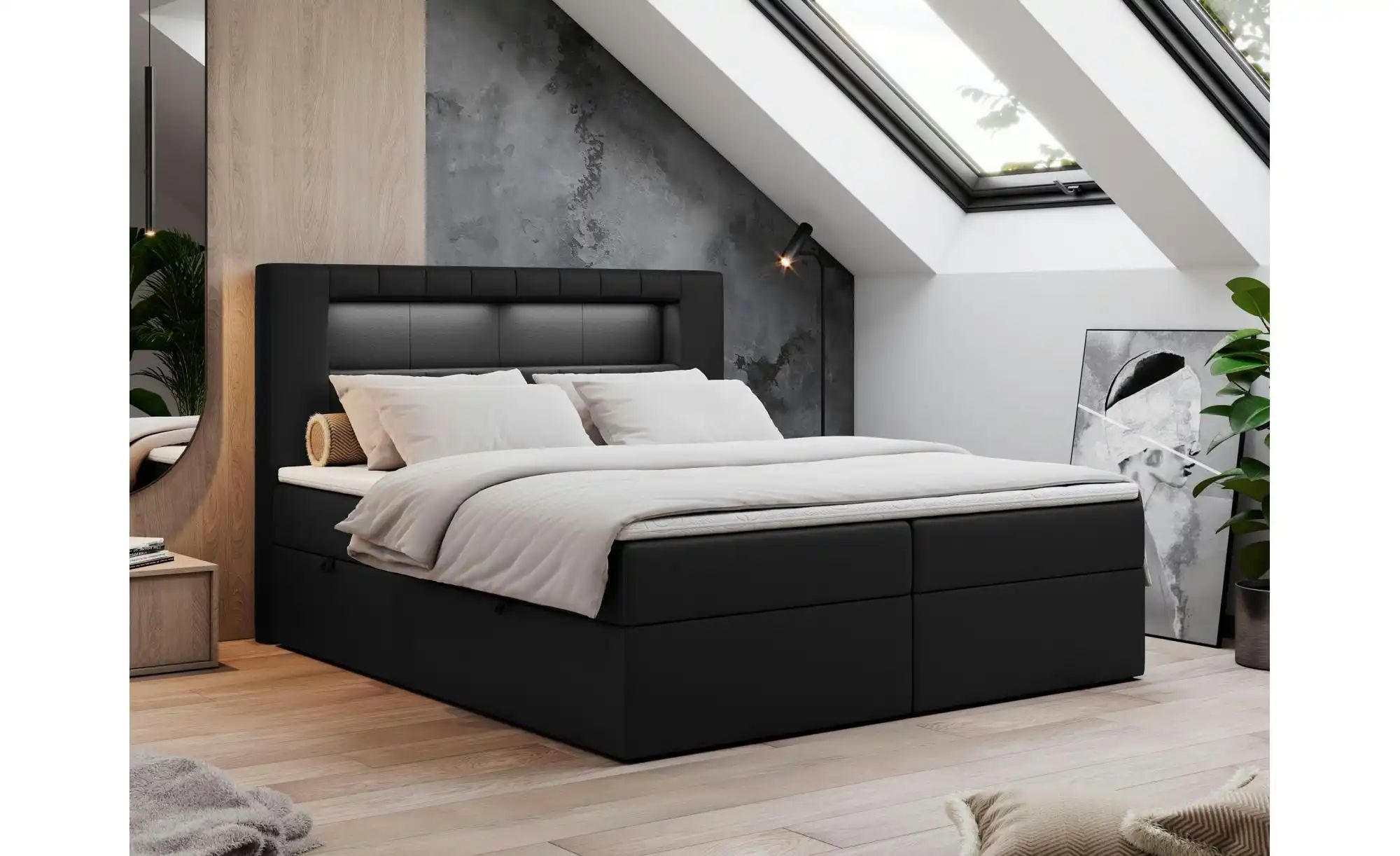 Boxbett mit Bettkasten Gold 5 ¦ schwarz ¦ Maße (cm): B: 180 H: 103 Betten > günstig online kaufen