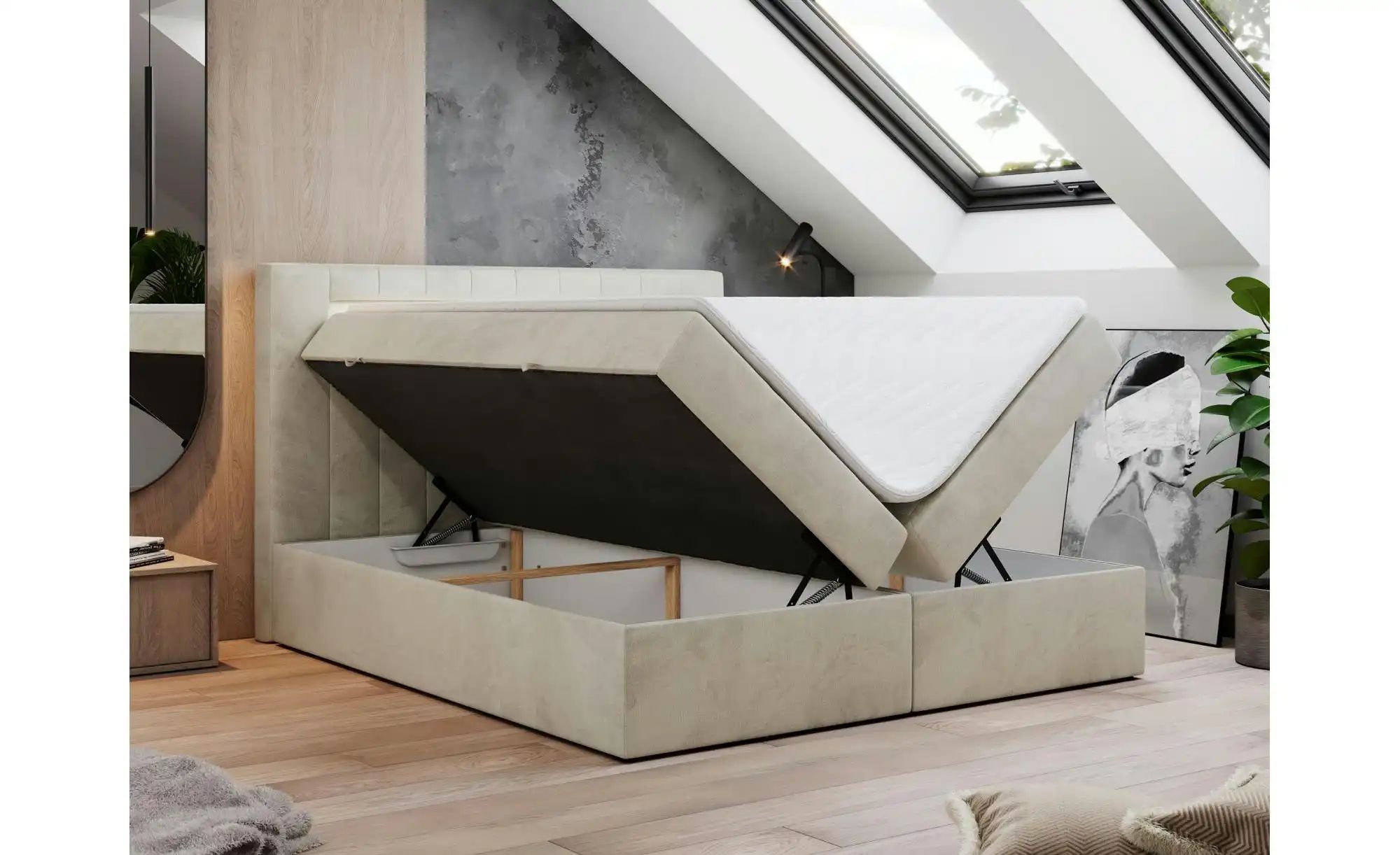 Boxbett mit Bettkasten Gold 5 ¦ beige ¦ Maße (cm): B: 180 H: 103 Betten > K günstig online kaufen