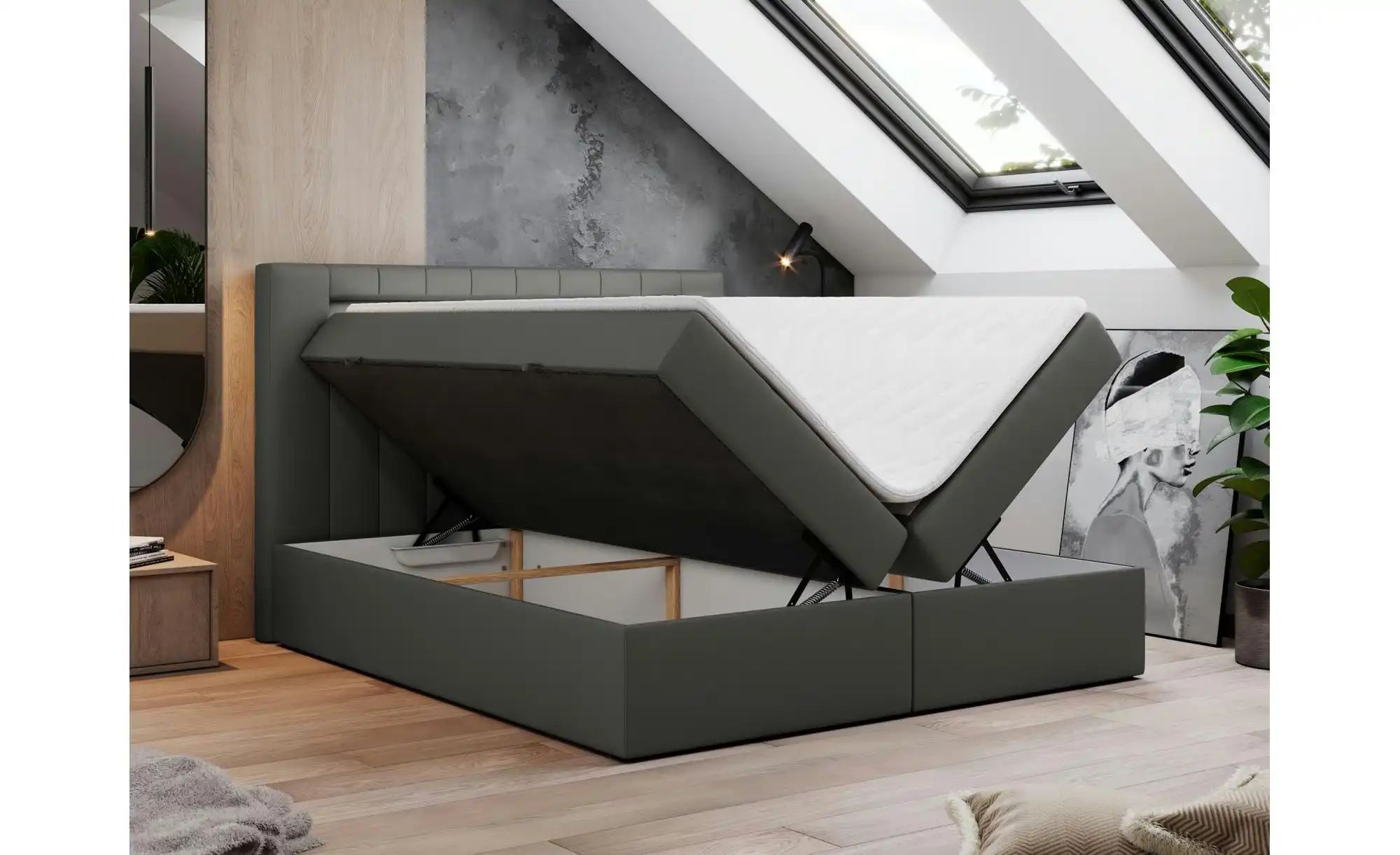 Boxbett mit Bettkasten Gold 5 ¦ grau ¦ Maße (cm): B: 120 H: 103 Betten > Ko günstig online kaufen