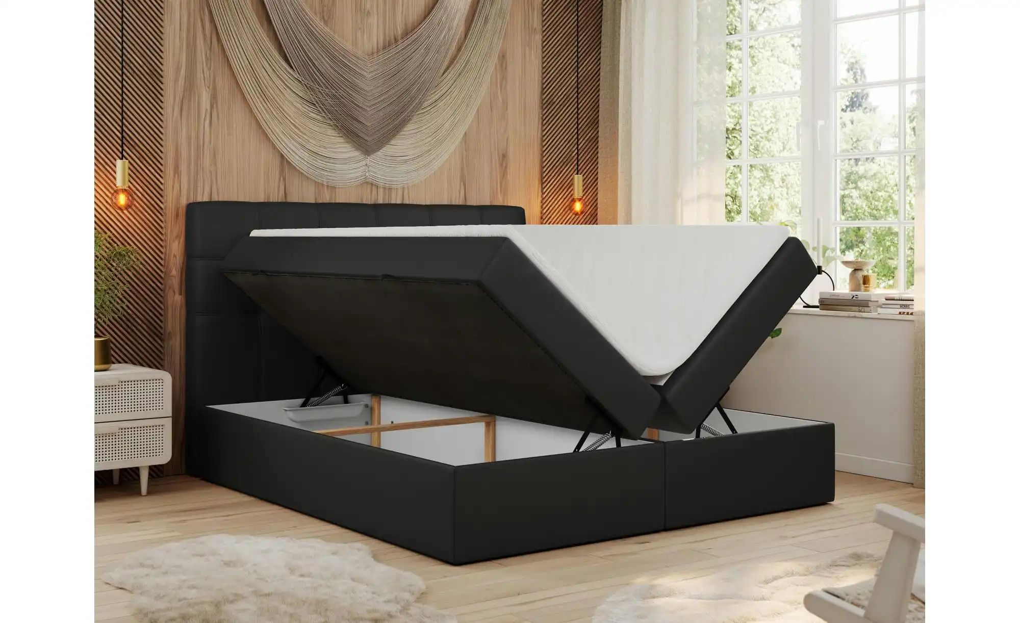 Boxbett mit Bettkasten Erni ¦ schwarz ¦ Maße (cm): B: 160 H: 110 Betten > P günstig online kaufen