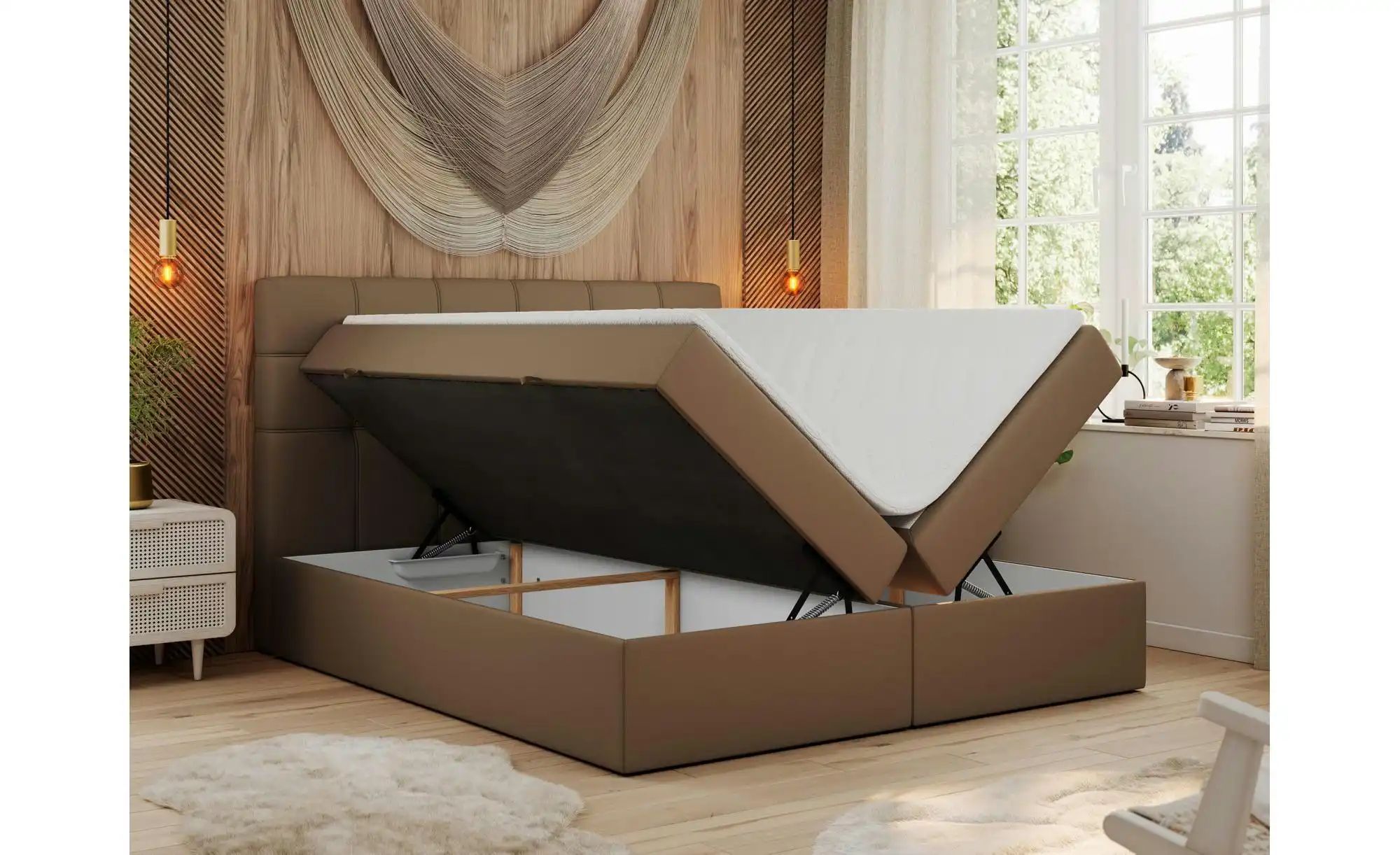 Boxbett mit Bettkasten Erni ¦ braun ¦ Maße (cm): B: 180 H: 110 Betten > Kom günstig online kaufen