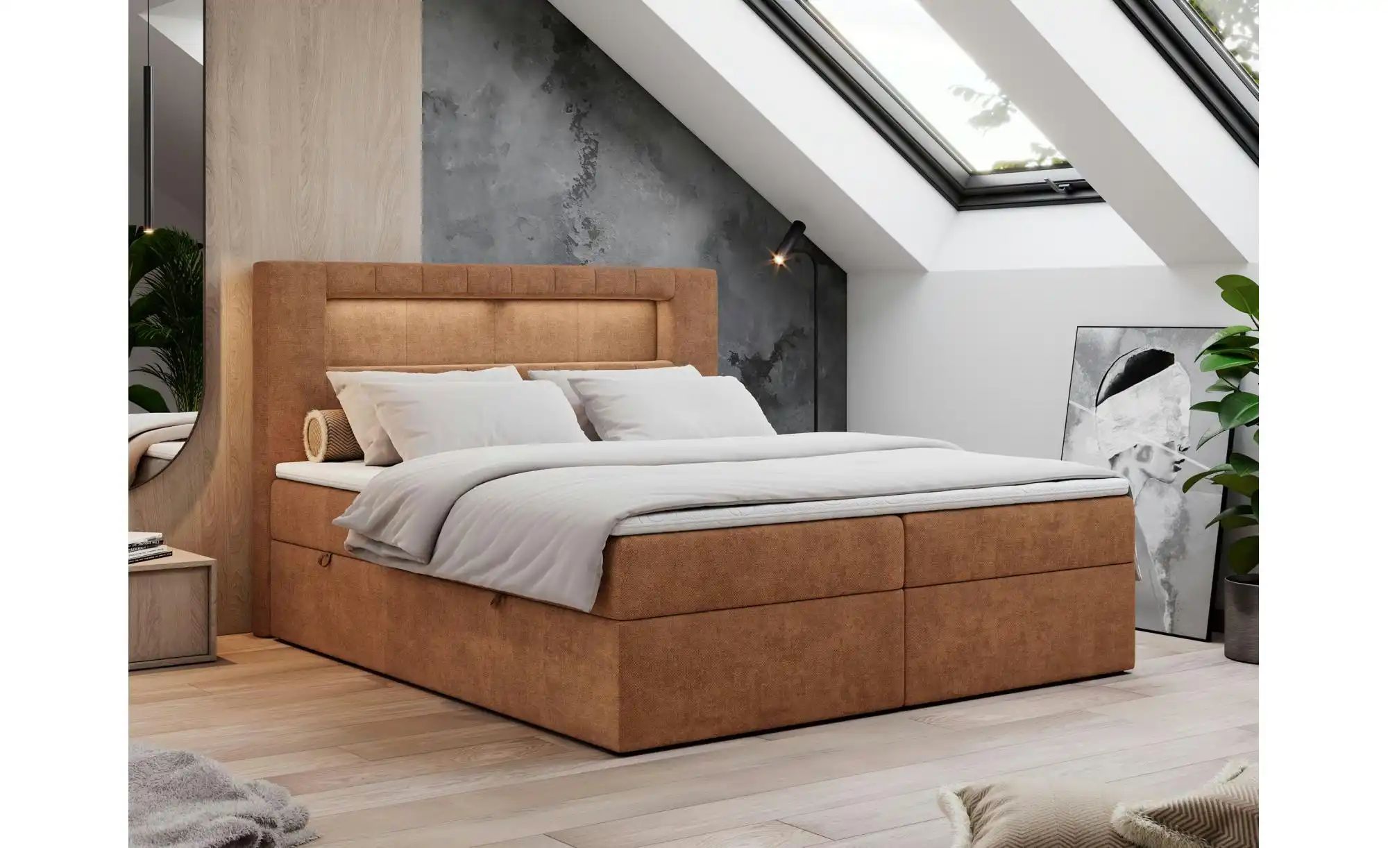 Boxbett mit Bettkasten Gold 5 ¦ orange ¦ Maße (cm): B: 180 H: 103 Betten > günstig online kaufen