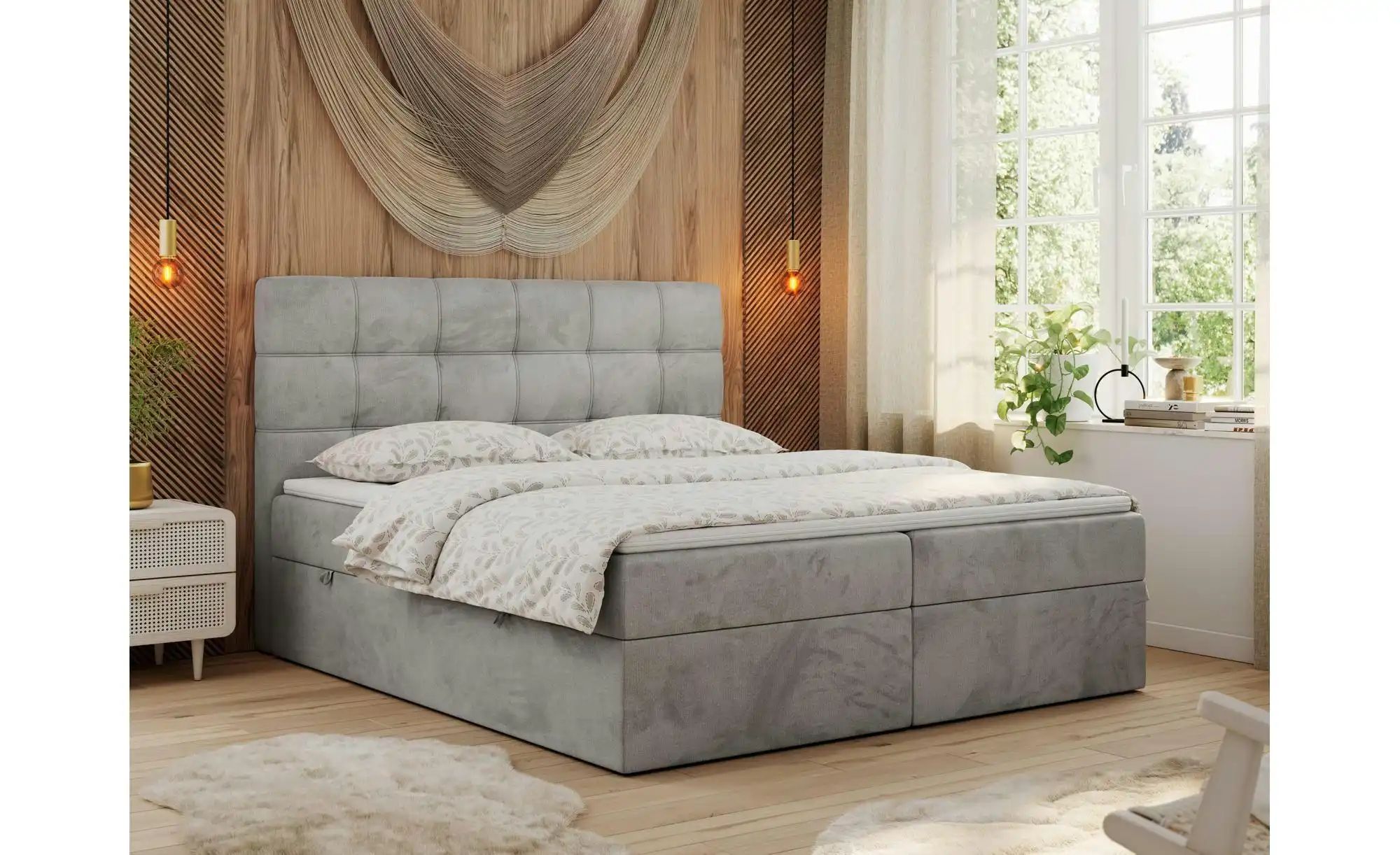 Boxbett mit Bettkasten Erni ¦ grau ¦ Maße (cm): B: 180 H: 110 Betten > Komf günstig online kaufen