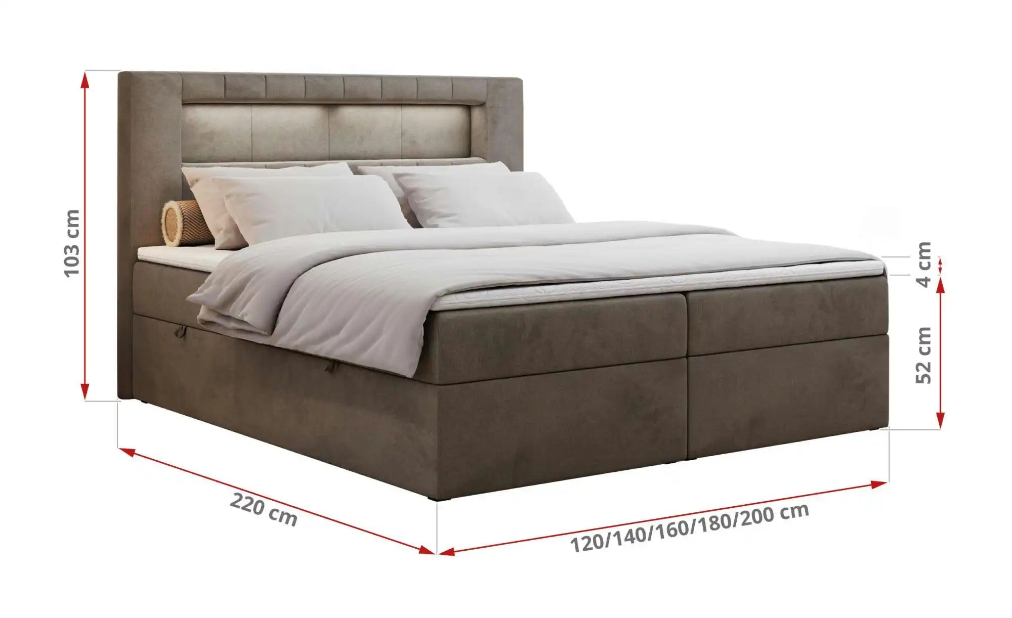 Boxbett mit Bettkasten Gold 5 ¦ braun ¦ Maße (cm): B: 200 H: 103 Betten > K günstig online kaufen