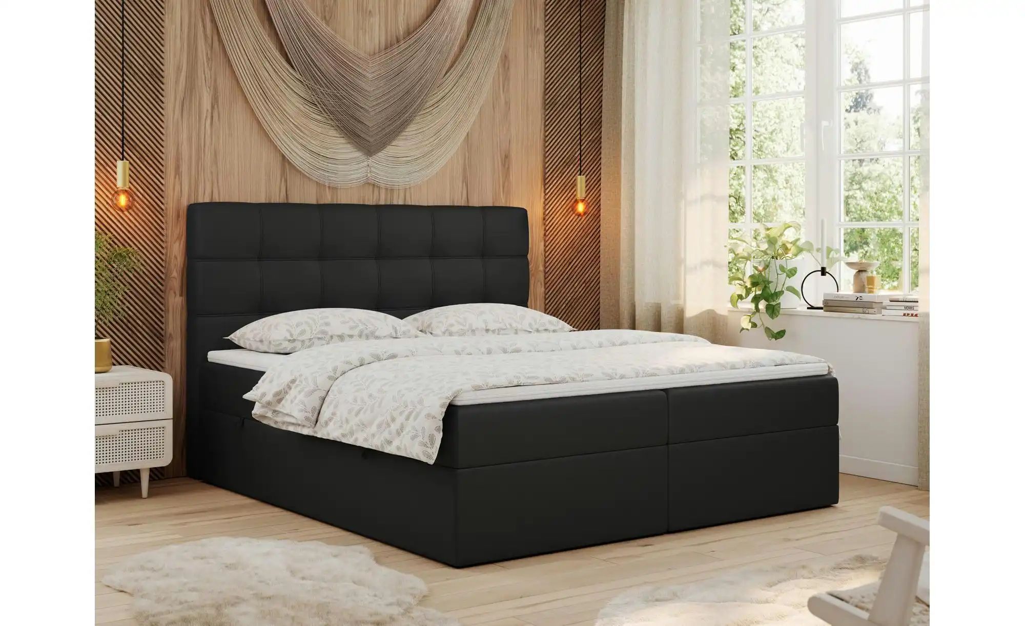 Boxbett mit Bettkasten Erni ¦ schwarz ¦ Maße (cm): B: 200 H: 110 Betten > K günstig online kaufen