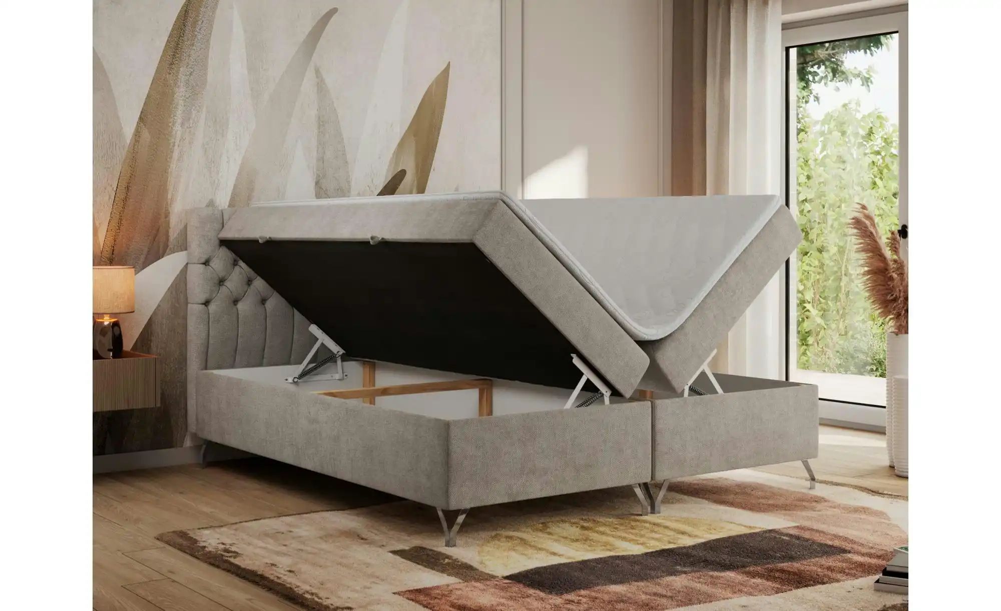 Boxbett mit Bettkasten Grimaldi ¦ beige ¦ Maße (cm): H: 115 Betten > Komfor günstig online kaufen