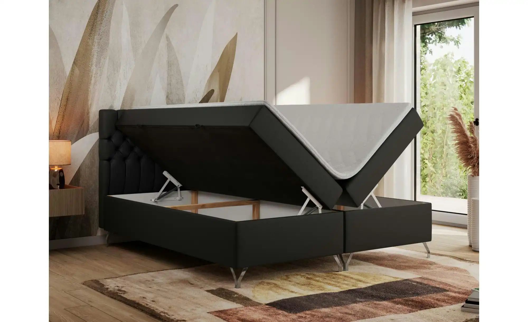 Thumbnail - Boxbett mit Bettkasten Grimaldi ¦ schwarz ¦ Maße (cm): H: 115 Betten > Komfortbetten - Höffner