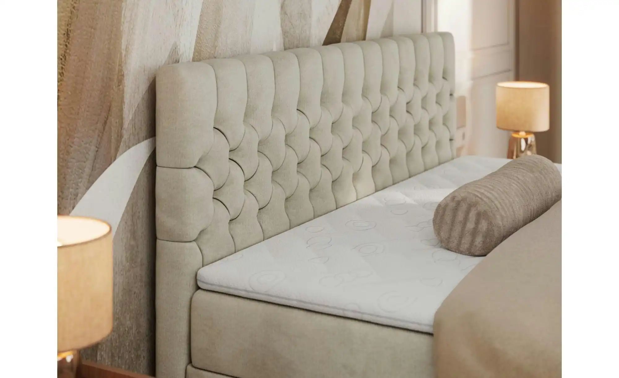 Thumbnail - Boxbett mit Bettkasten Grimaldi ¦ beige ¦ Maße (cm): H: 115 Betten > Komfortbetten - Höffner