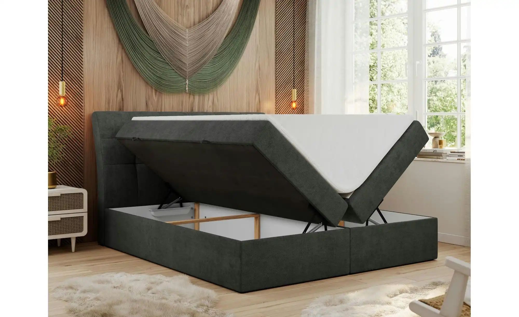 Boxbett mit Bettkasten Diegos ¦ grau ¦ Maße (cm): H: 118 Betten > Komfortbe günstig online kaufen