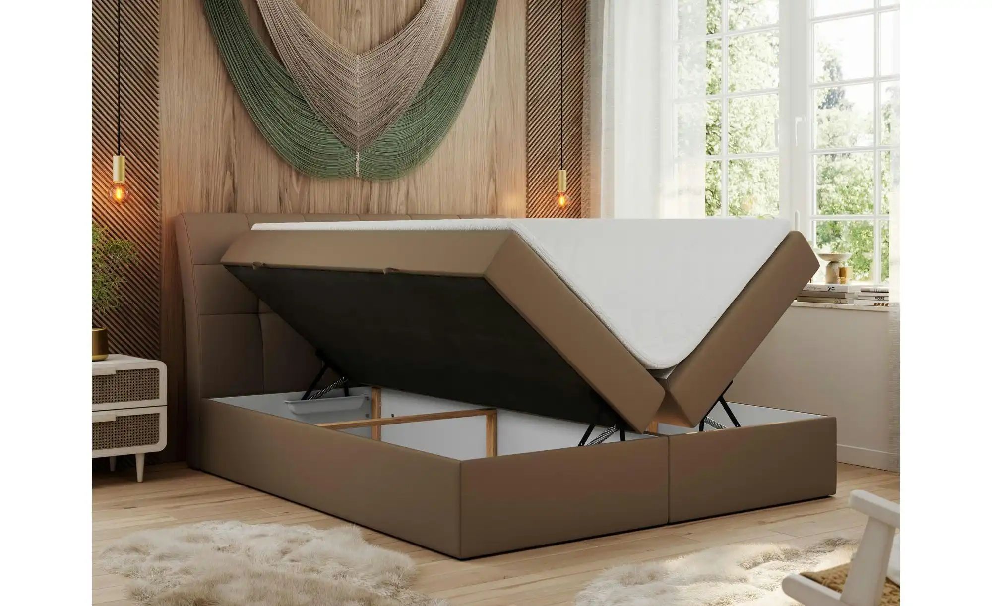 Boxbett mit Bettkasten Diegos ¦ braun ¦ Maße (cm): H: 118 Betten > Komfortb günstig online kaufen