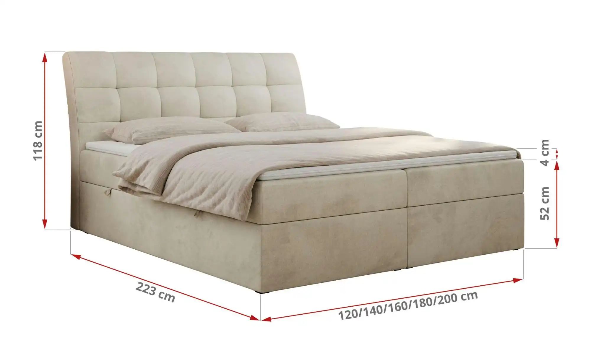 Thumbnail - Boxbett mit Bettkasten Diegos ¦ beige ¦ Maße (cm): B: 140 H: 118 Betten > Komfortbetten - Höffner