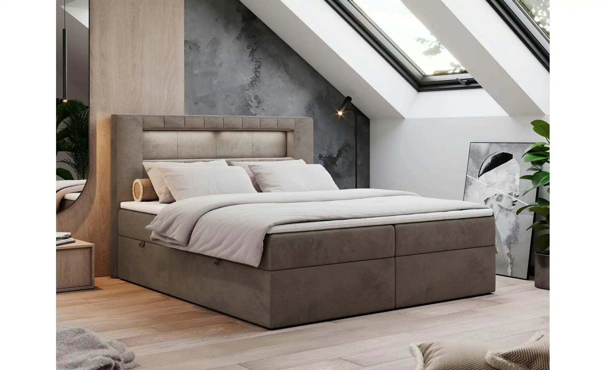 Boxbett mit Bettkasten Gold 5 ¦ braun ¦ Maße (cm): H: 103 Betten > Komfortb günstig online kaufen