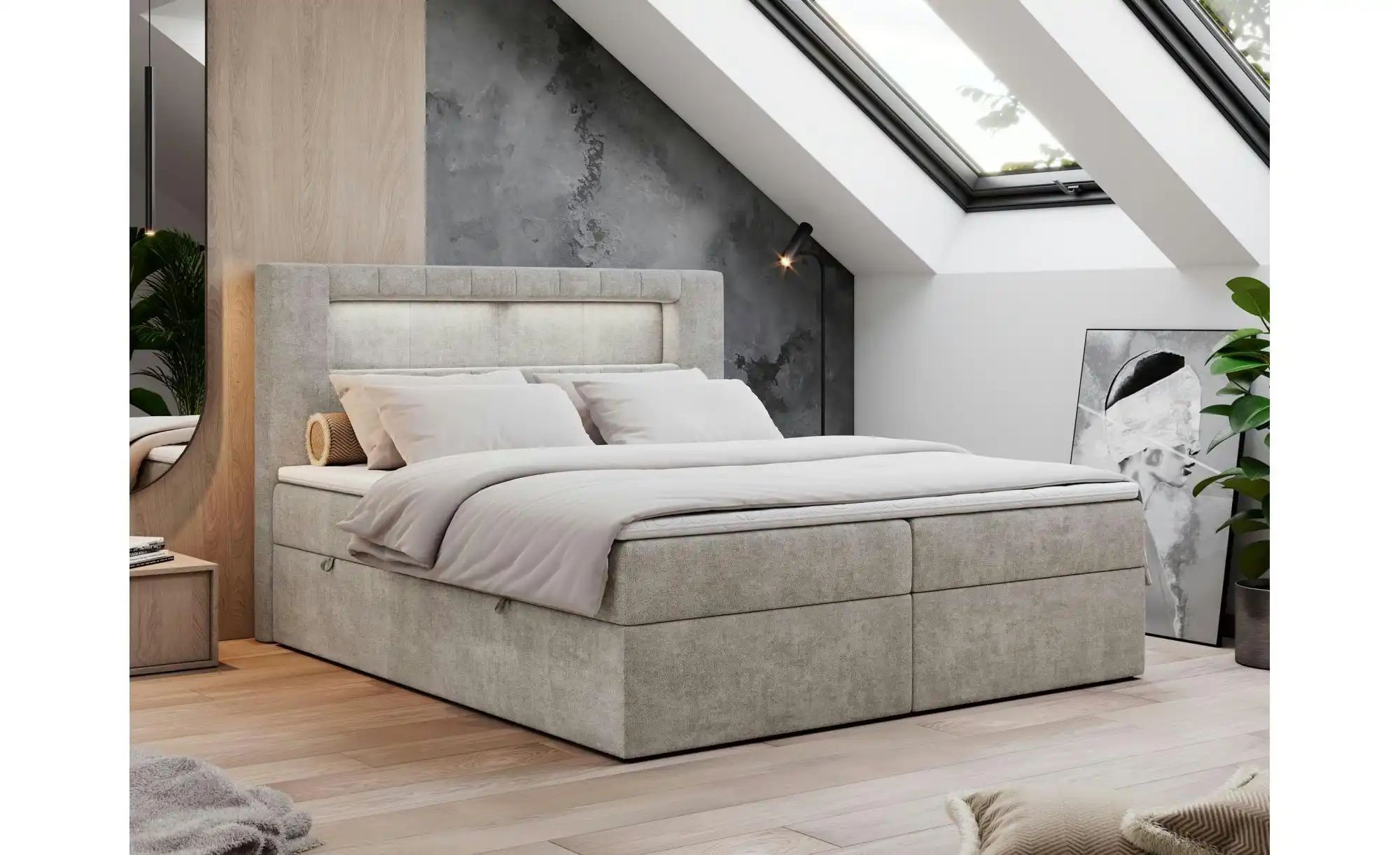 Thumbnail - Boxbett mit Bettkasten Gold 5 ¦ beige ¦ Maße (cm): B: 140 H: 103 Betten > Komfortbetten - Höffner