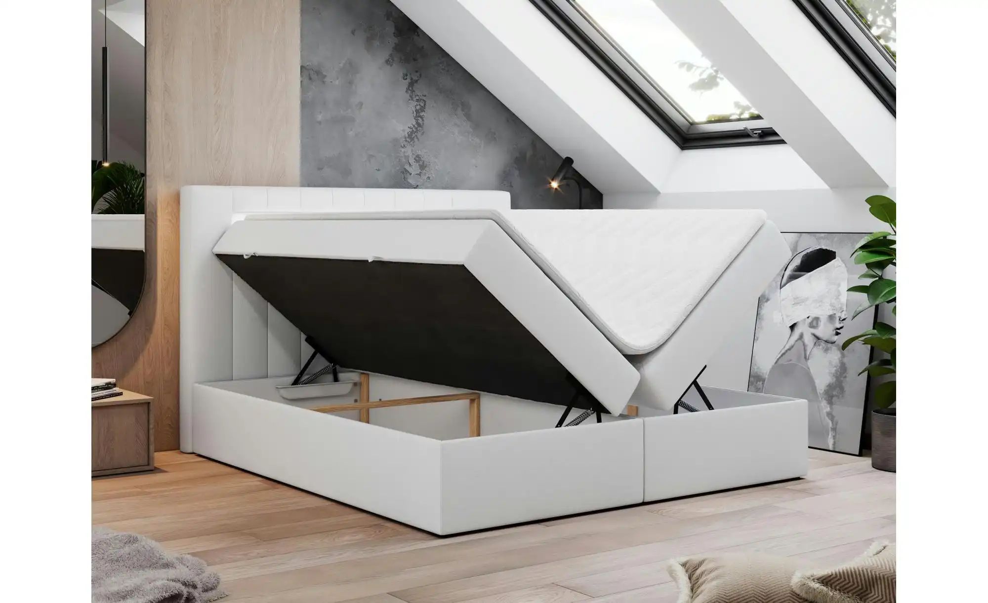 Boxbett mit Bettkasten Gold 5 ¦ weiß ¦ Maße (cm): H: 103 Betten > Komfortbe günstig online kaufen