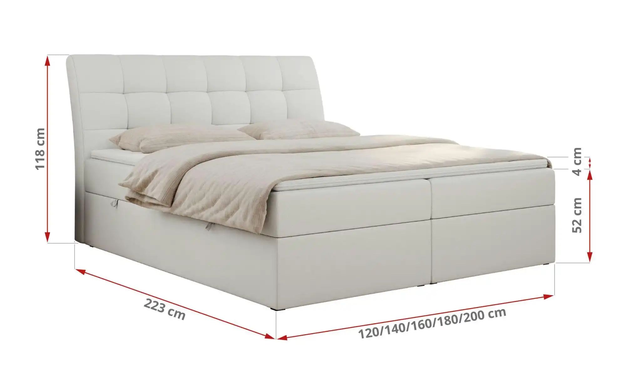 Boxbett mit Bettkasten Diegos ¦ weiß ¦ Maße (cm): H: 118 Betten > Komfortbe günstig online kaufen