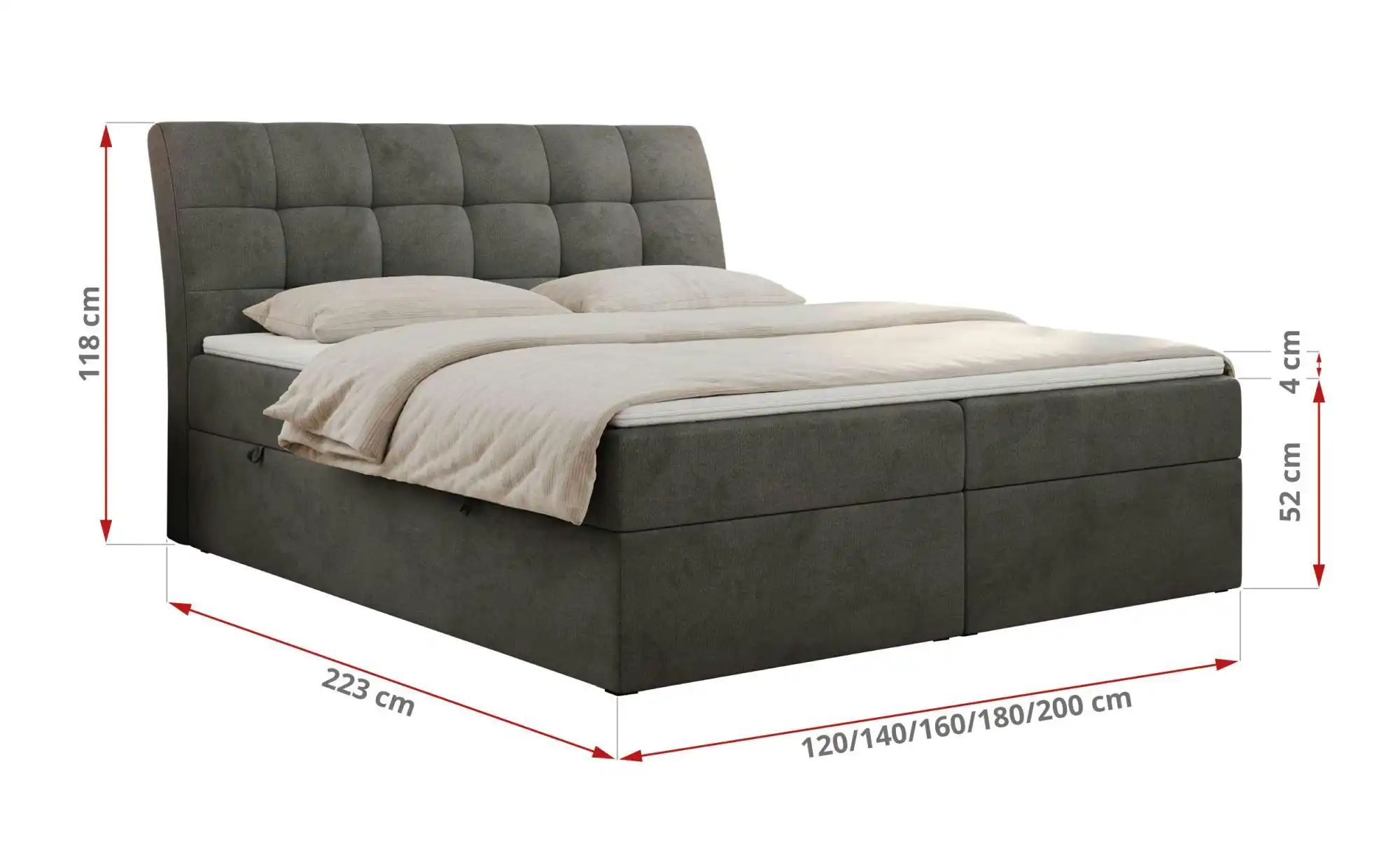 Thumbnail - Boxbett mit Bettkasten Diegos ¦ grau ¦ Maße (cm): B: 160 H: 118 Betten > Komfortbetten - Höffner