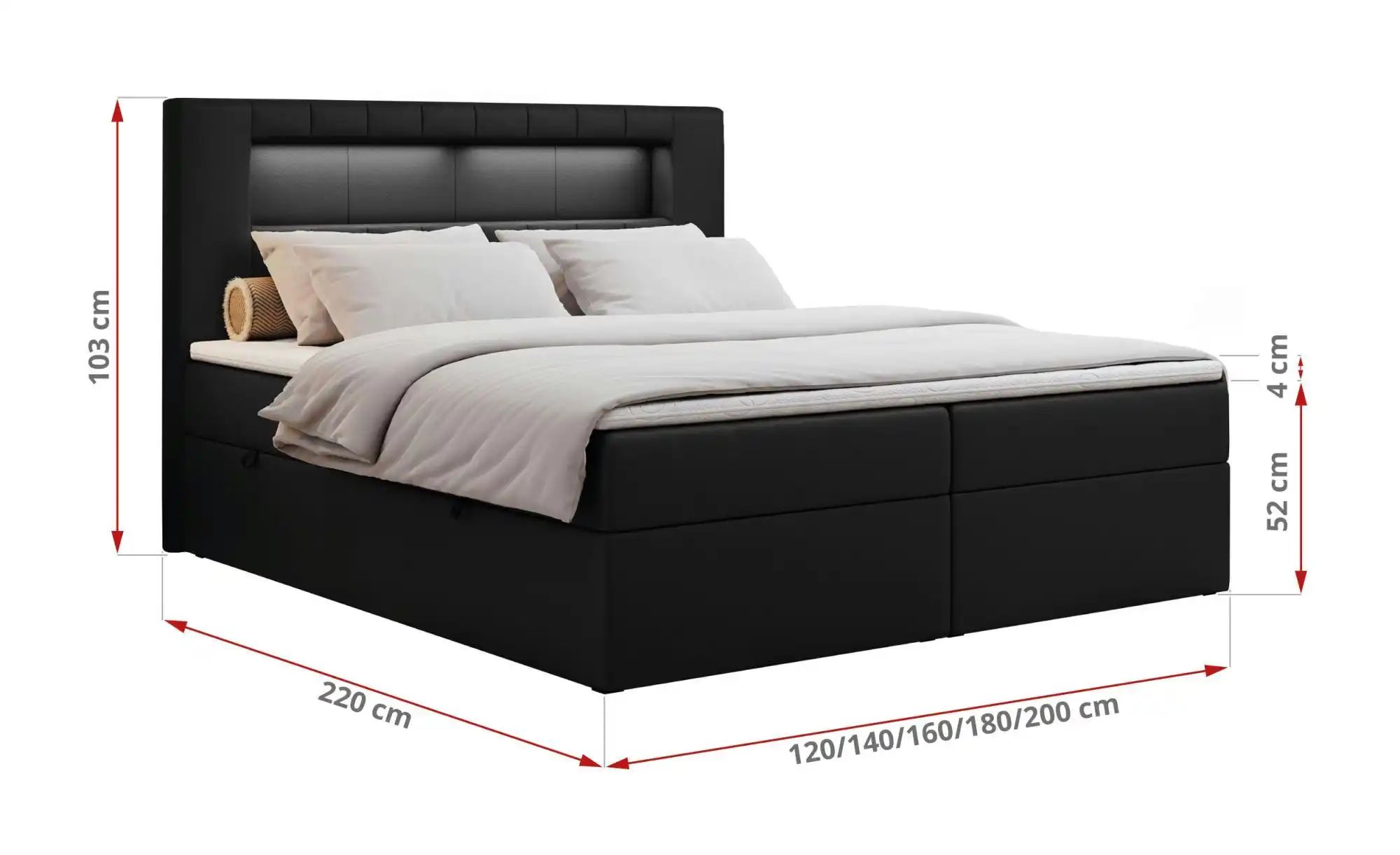 Boxbett mit Bettkasten Gold 5 ¦ schwarz ¦ Maße (cm): H: 103 Betten > Komfor günstig online kaufen