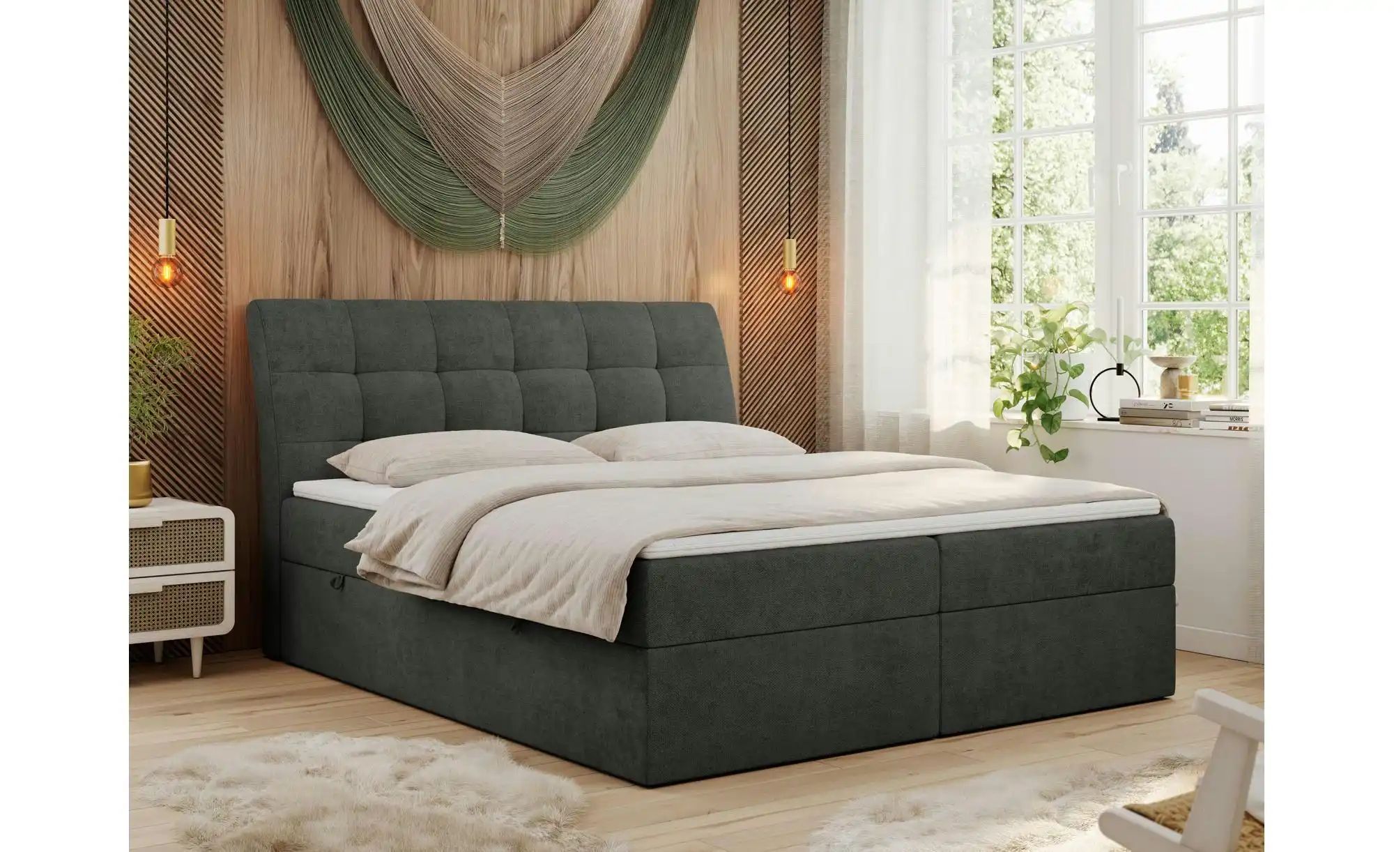 Boxbett mit Bettkasten Diegos ¦ grau ¦ Maße (cm): H: 118 Betten > Komfortbe günstig online kaufen