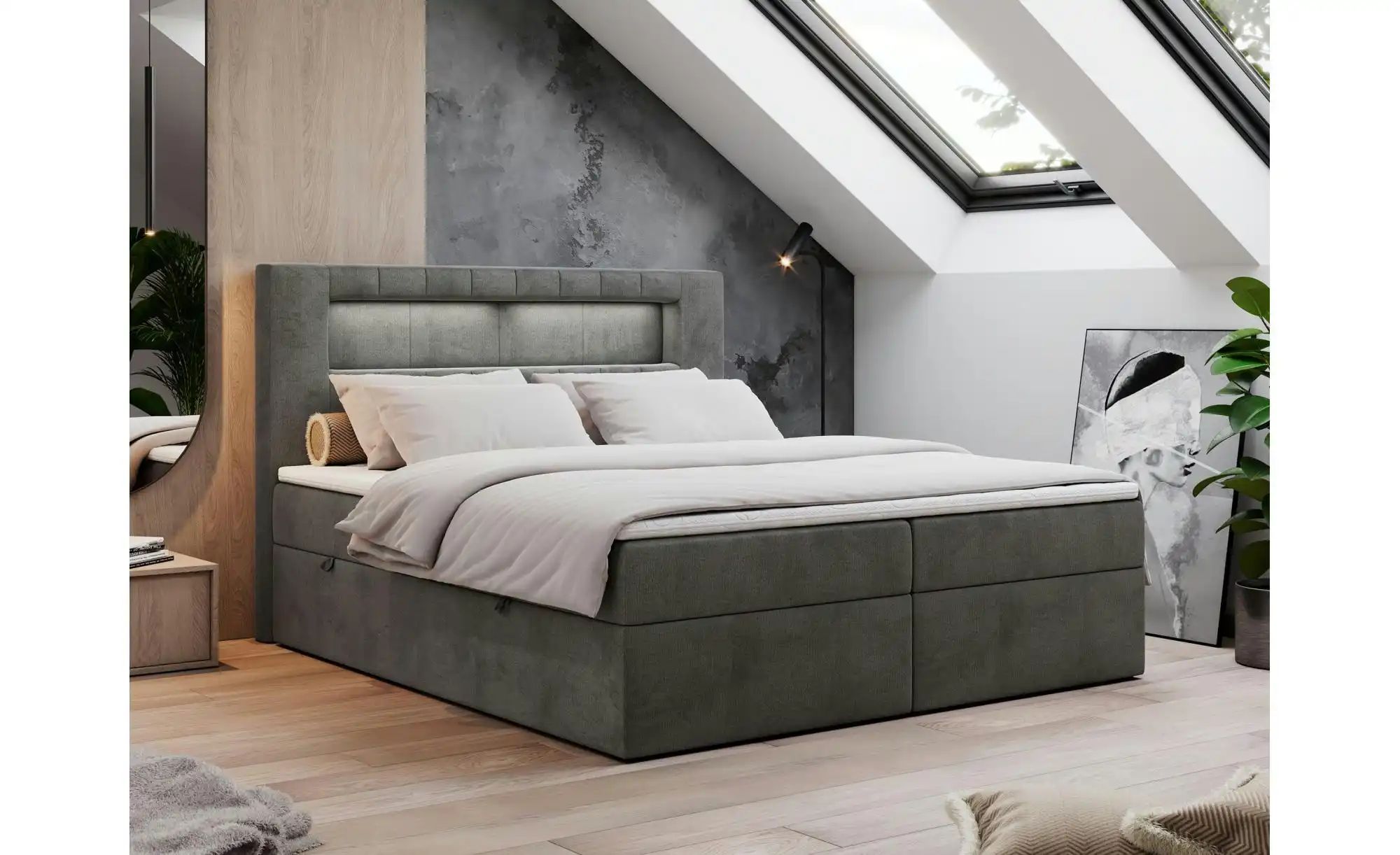 Boxbett mit Bettkasten Gold 5 ¦ grau ¦ Maße (cm): H: 103 Betten > Komfortbe günstig online kaufen