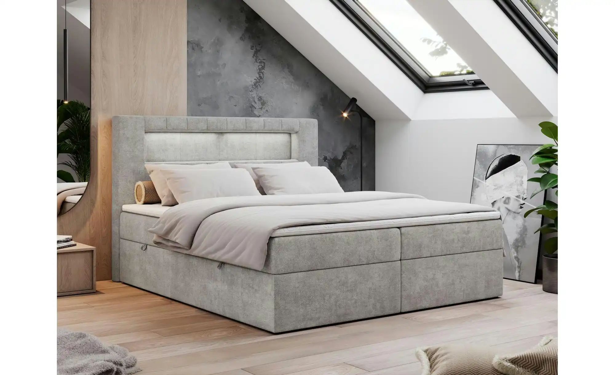 Boxbett mit Bettkasten Gold 5 ¦ grau ¦ Maße (cm): H: 103 Betten > Komfortbe günstig online kaufen