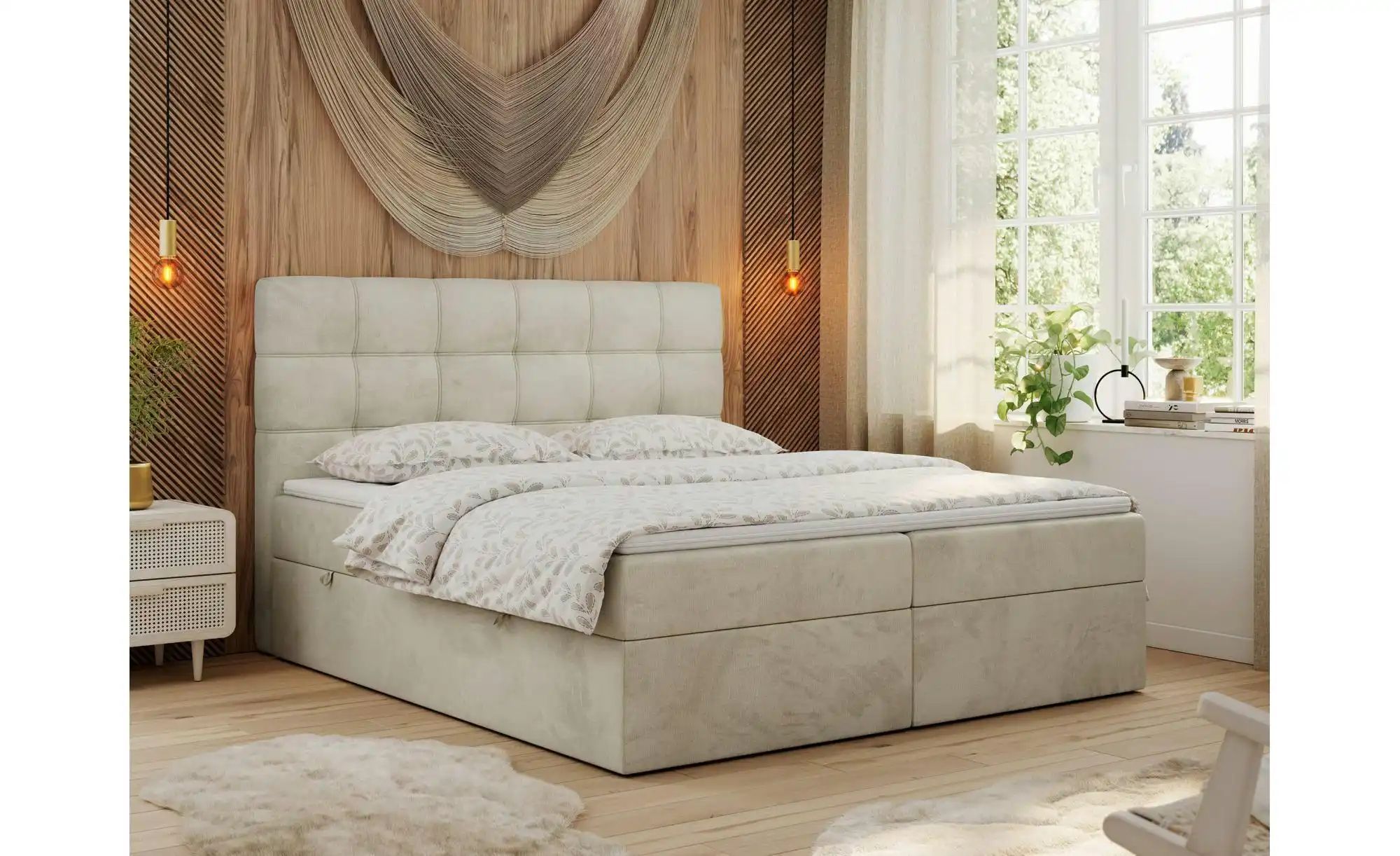 Boxbett mit Bettkasten Erni ¦ beige ¦ Maße (cm): H: 110 Betten > Komfortbet günstig online kaufen