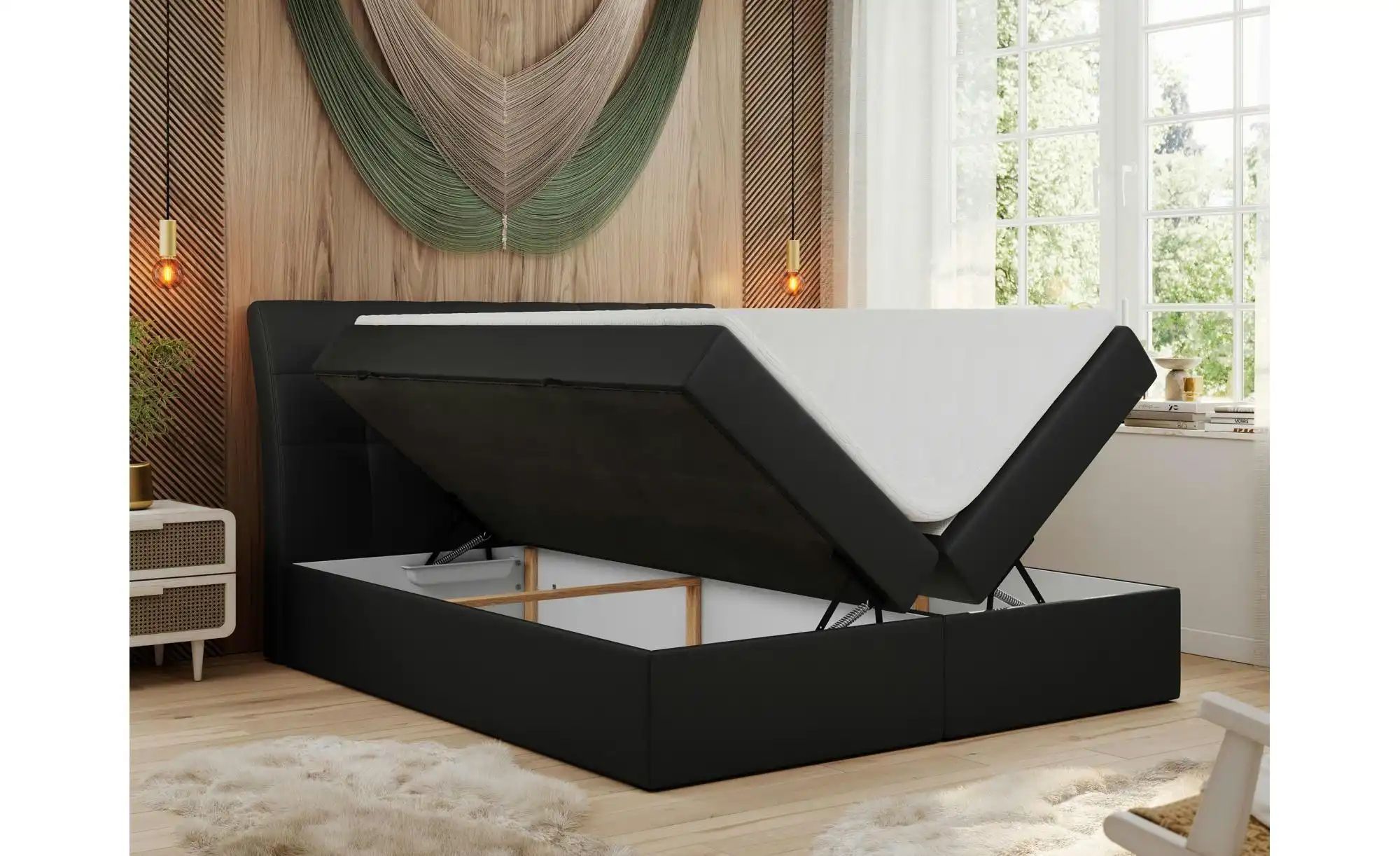 Boxbett mit Bettkasten Diegos ¦ schwarz ¦ Maße (cm): H: 118 Betten > Komfor günstig online kaufen