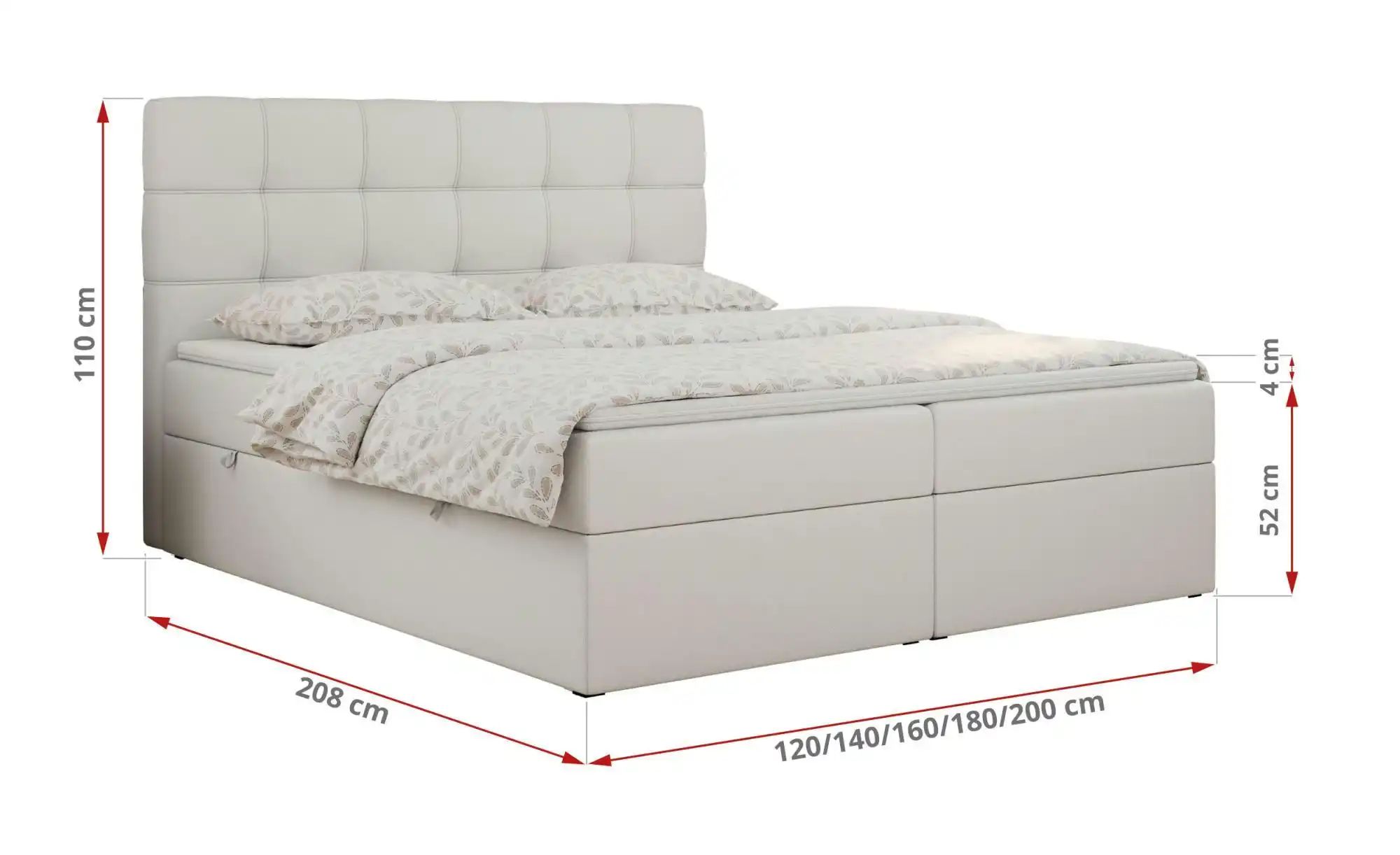 Thumbnail - Boxbett mit Bettkasten Erni ¦ weiß ¦ Maße (cm): B: 180 H: 110 Betten > Komfortbetten - Höffner