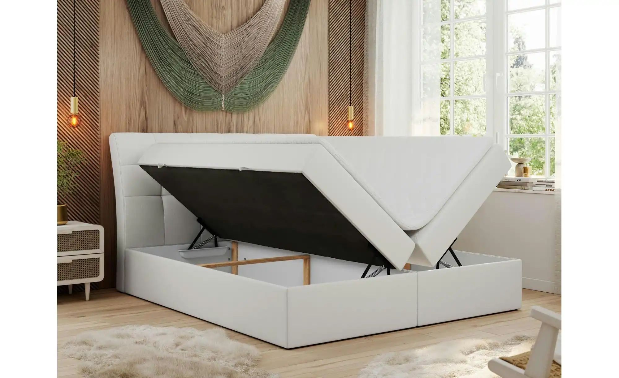 Boxbett mit Bettkasten Diegos ¦ weiß ¦ Maße (cm): H: 118 Betten > Komfortbe günstig online kaufen