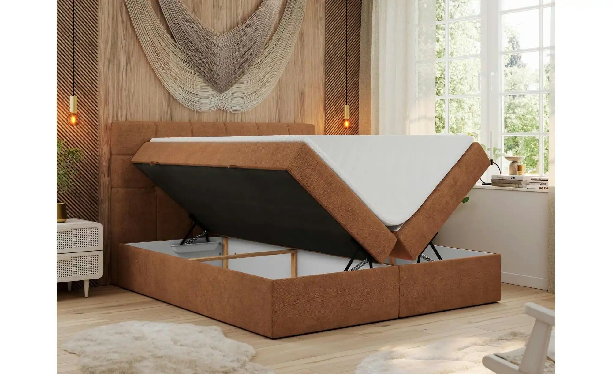 Boxbett mit Bettkasten Erni ¦ orange ¦ Maße (cm): H: 110 Betten > Komfortbe günstig online kaufen