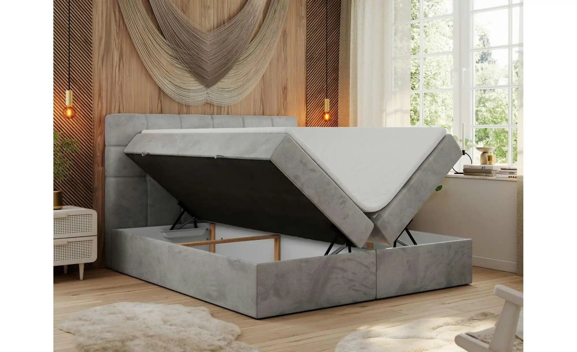 Boxbett mit Bettkasten Erni ¦ grau ¦ Maße (cm): H: 110 Betten > Komfortbett günstig online kaufen