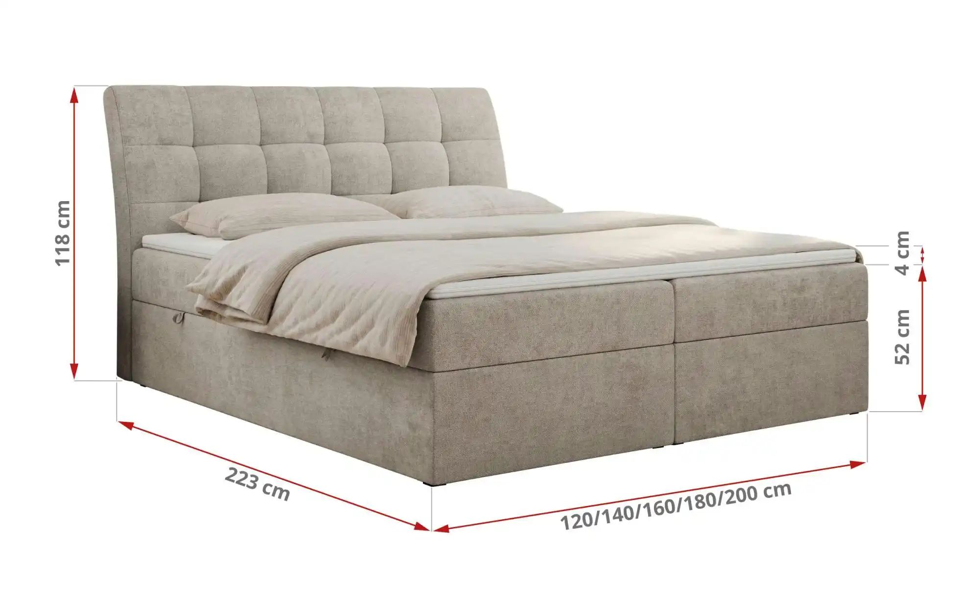 Boxbett mit Bettkasten Diegos ¦ beige ¦ Maße (cm): H: 118 Betten > Polsterb günstig online kaufen