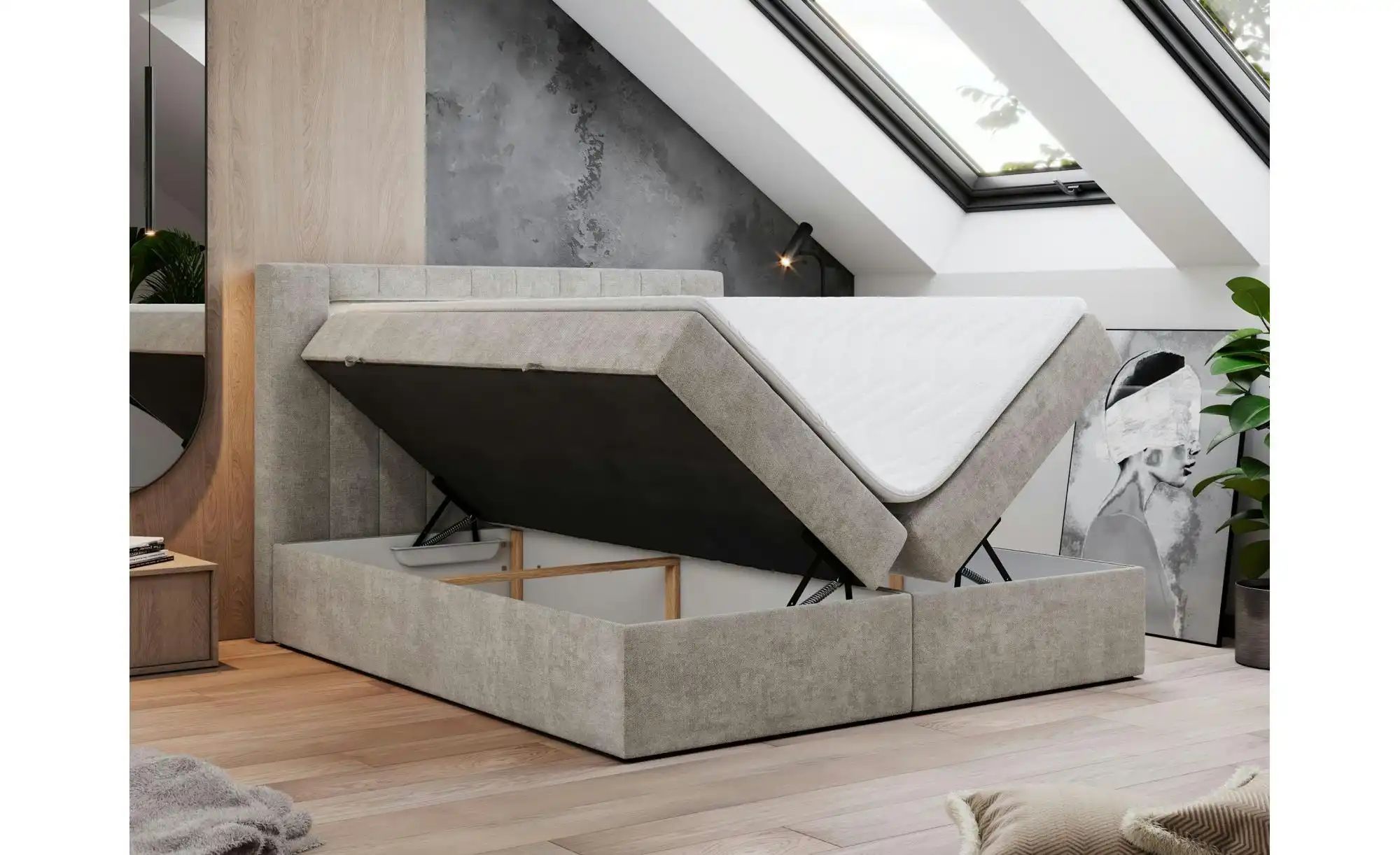 Boxbett mit Bettkasten Gold 5 ¦ beige ¦ Maße (cm): H: 103 Betten > Komfortb günstig online kaufen