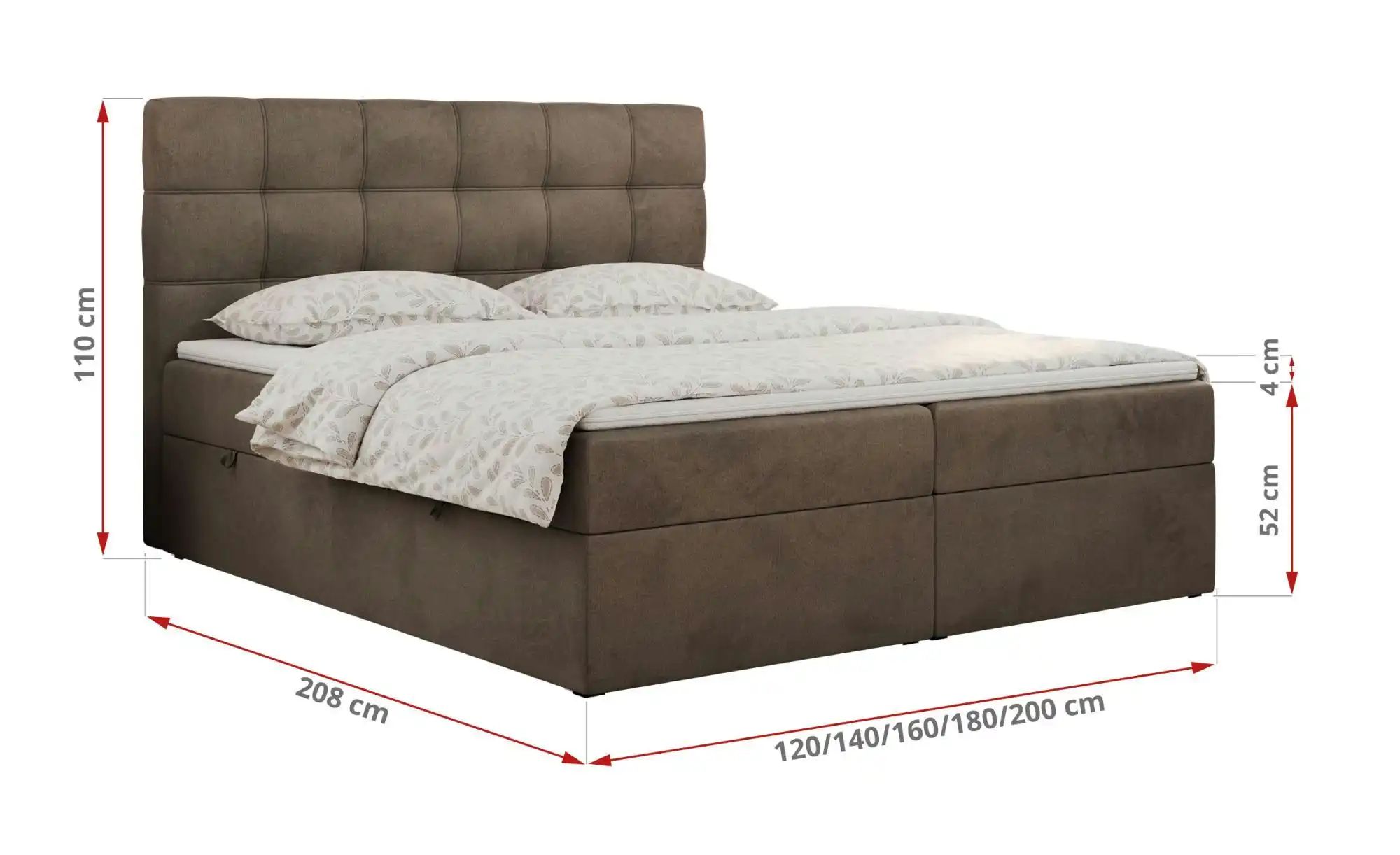Boxbett mit Bettkasten Erni ¦ braun ¦ Maße (cm): H: 110 Betten > Komfortbet günstig online kaufen