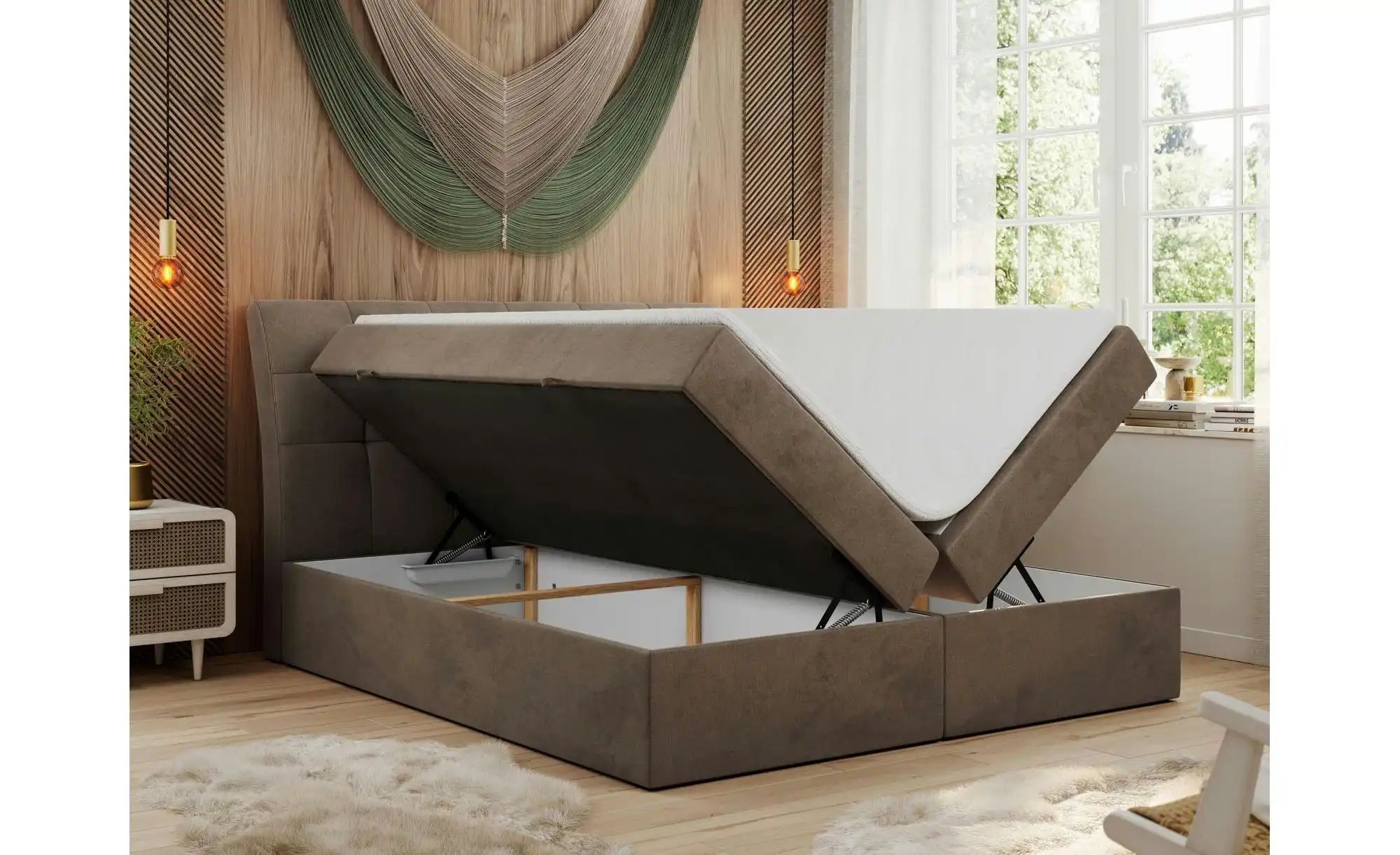 Boxbett mit Bettkasten Diegos ¦ braun ¦ Maße (cm): H: 118 Betten > Komfortb günstig online kaufen