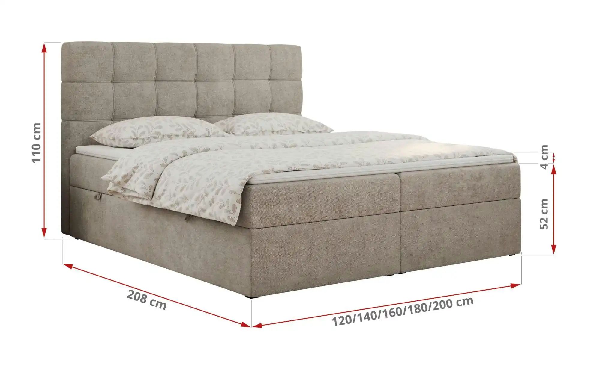 Boxbett mit Bettkasten Erni ¦ beige ¦ Maße (cm): H: 110 Betten > Komfortbet günstig online kaufen