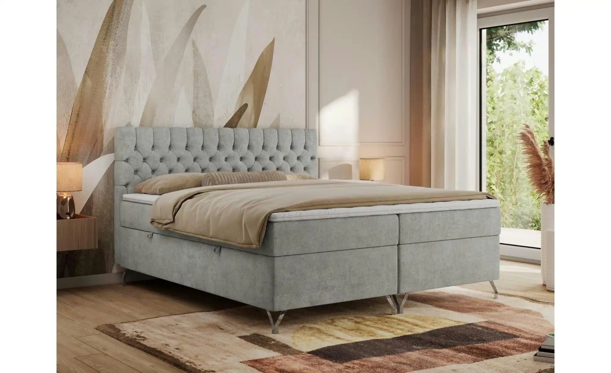 Boxbett mit Bettkasten Grimaldi ¦ grau ¦ Maße (cm): B: 124 H: 115 Betten > günstig online kaufen