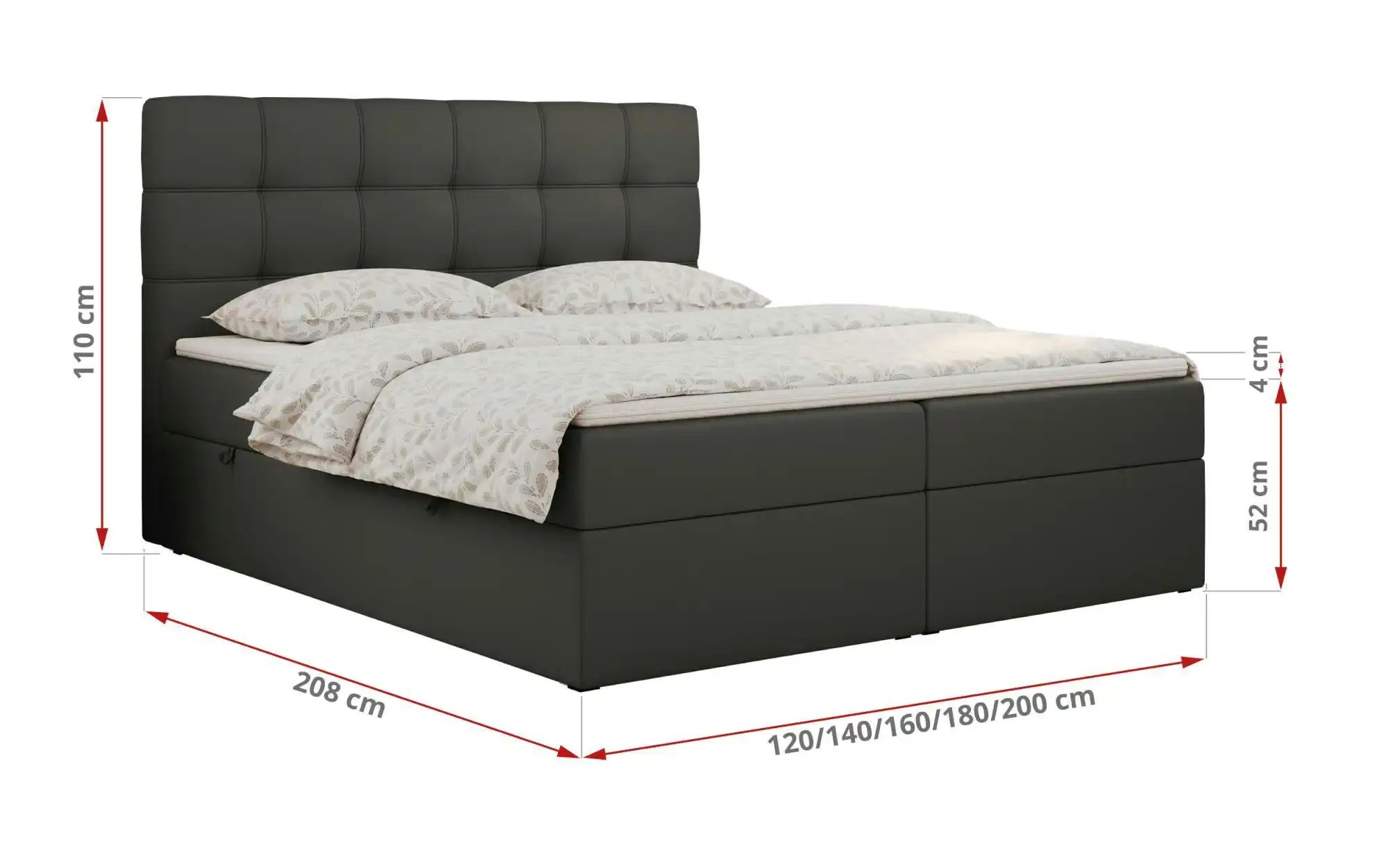 Thumbnail - Boxbett mit Bettkasten Erni ¦ grau ¦ Maße (cm): B: 120 H: 110 Betten > Komfortbetten - Höffner