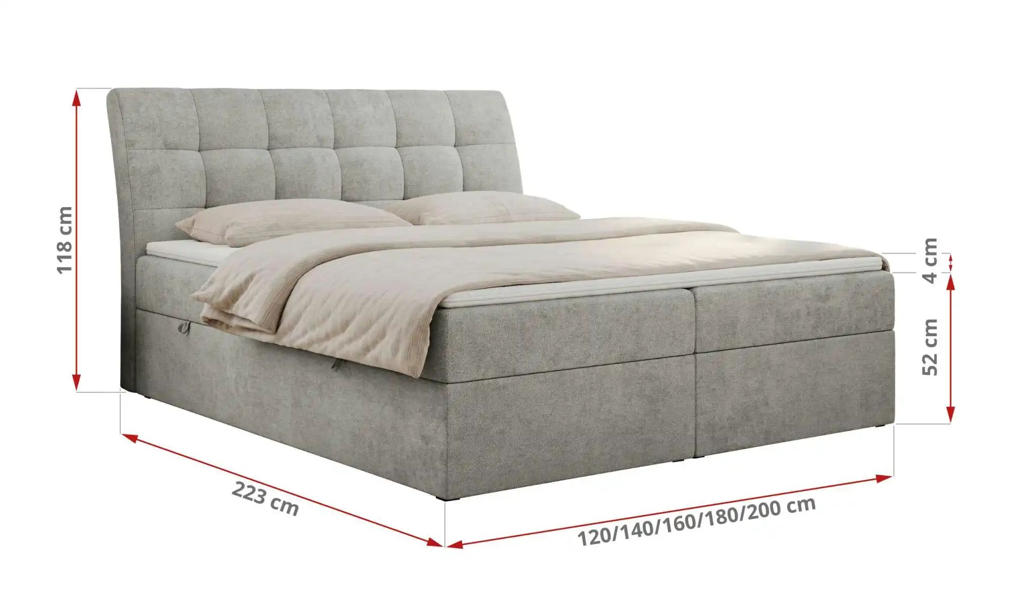 Thumbnail - Boxbett mit Bettkasten Diegos ¦ grau ¦ Maße (cm): B: 160 H: 118 Betten > Komfortbetten - Höffner