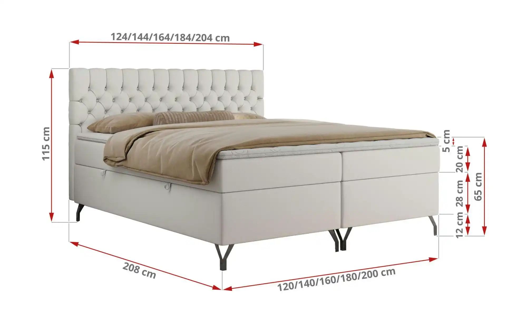 Boxbett mit Bettkasten Grimaldi ¦ weiß ¦ Maße (cm): H: 115 Betten > Komfort günstig online kaufen