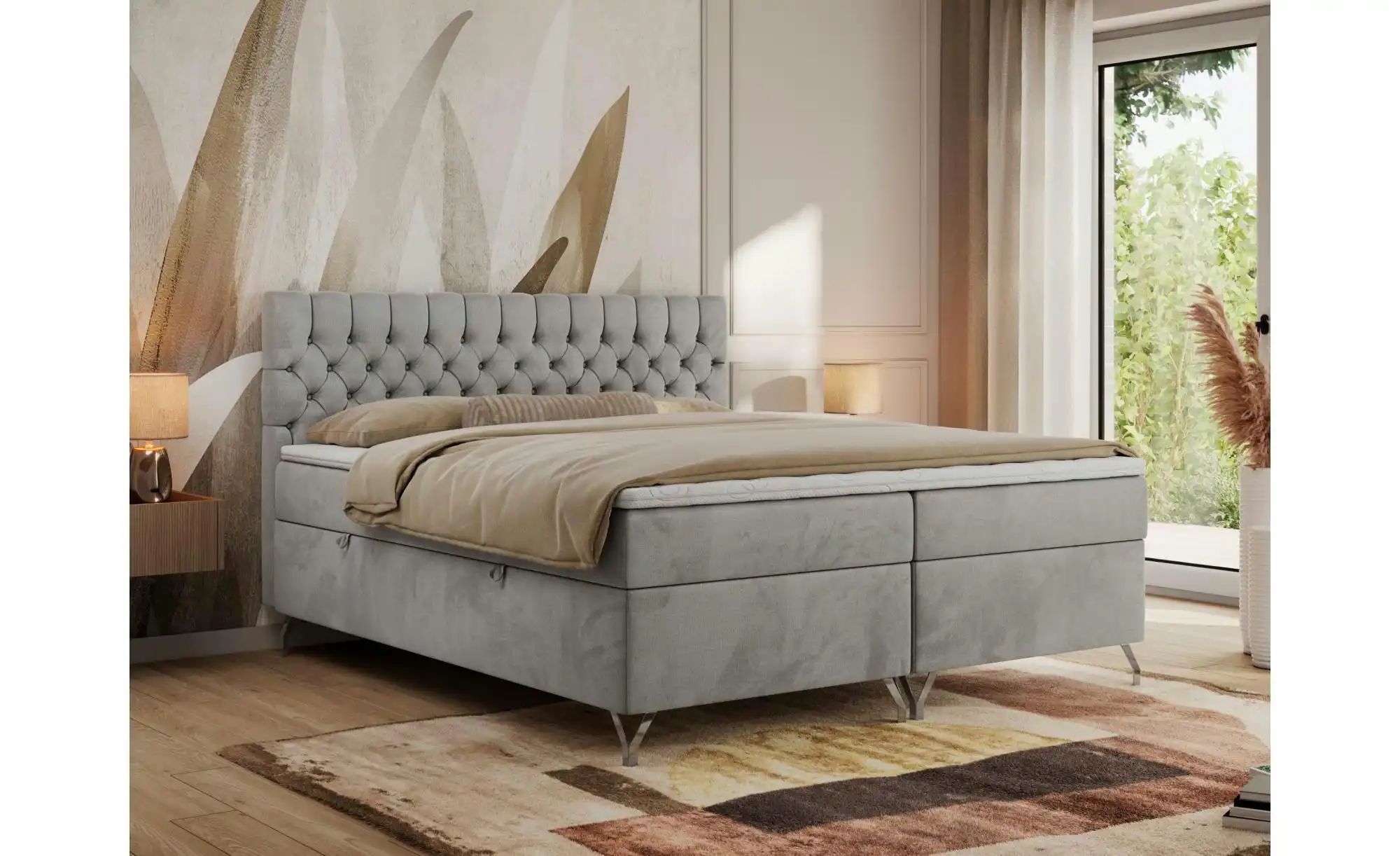 Boxbett mit Bettkasten Grimaldi ¦ grau ¦ Maße (cm): H: 115 Betten > Komfort günstig online kaufen