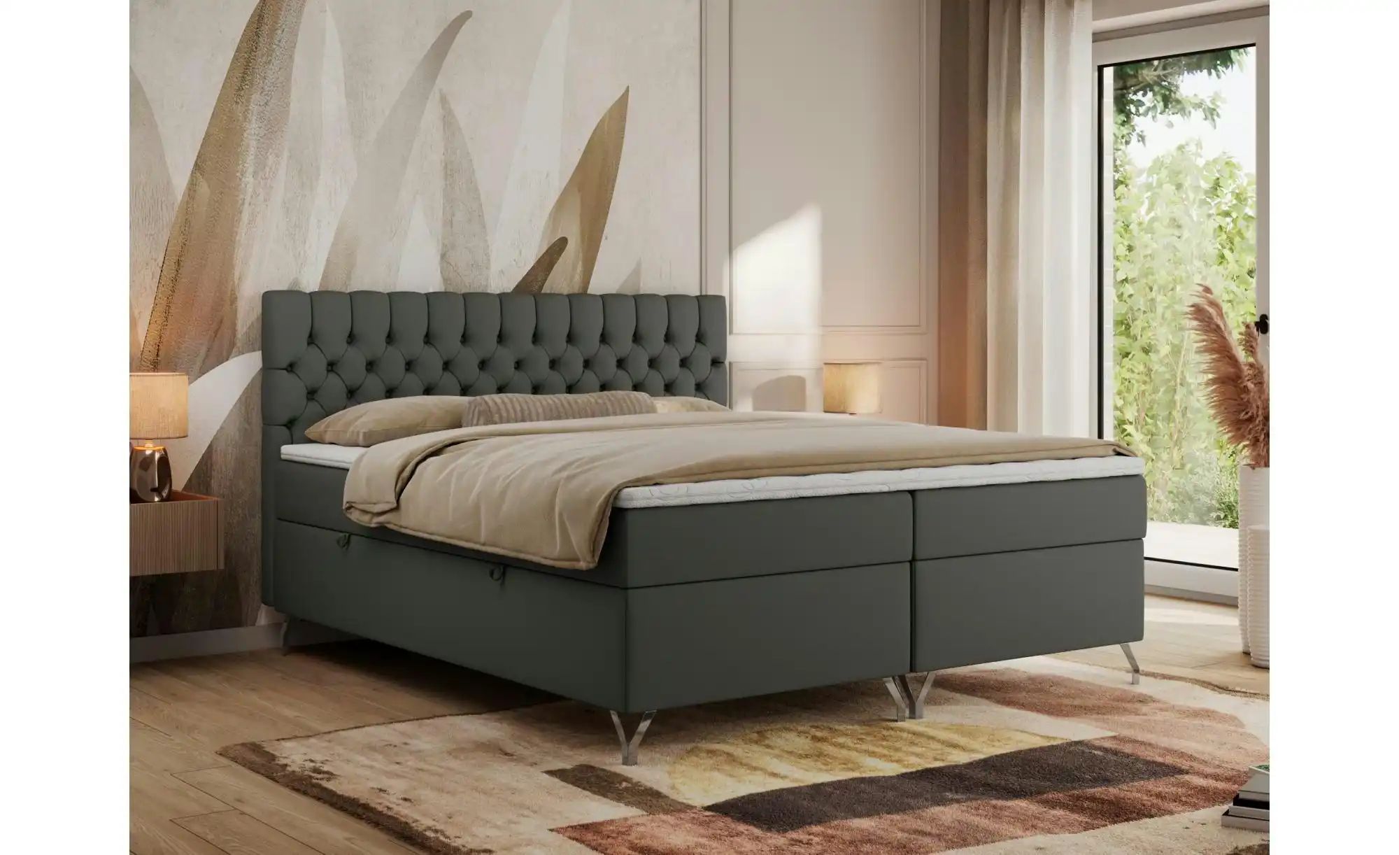 Boxbett mit Bettkasten Grimaldi ¦ grau ¦ Maße (cm): H: 115 Betten > Komfort günstig online kaufen