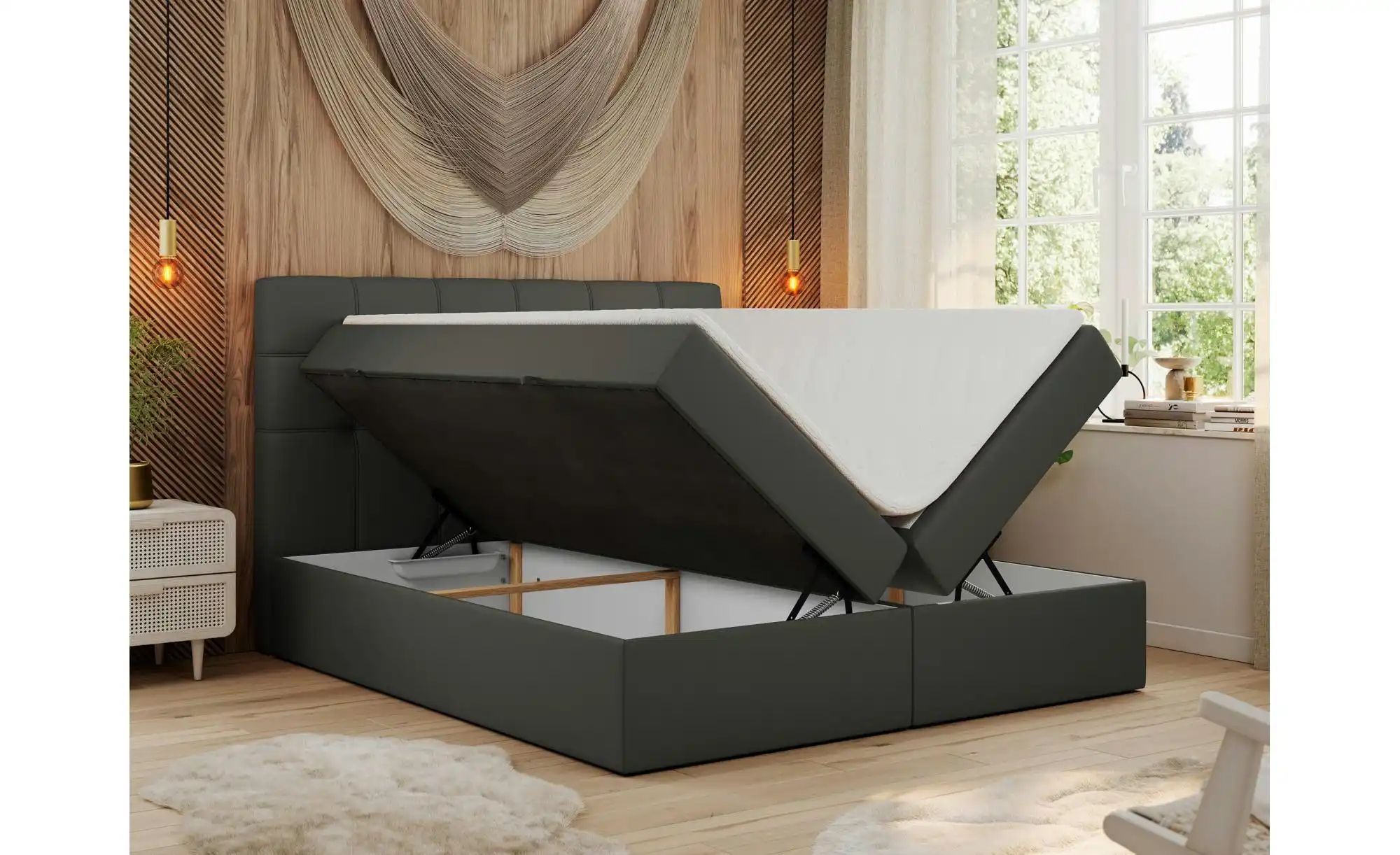 Boxbett mit Bettkasten Erni ¦ grau ¦ Maße (cm): H: 110 Betten > Komfortbett günstig online kaufen