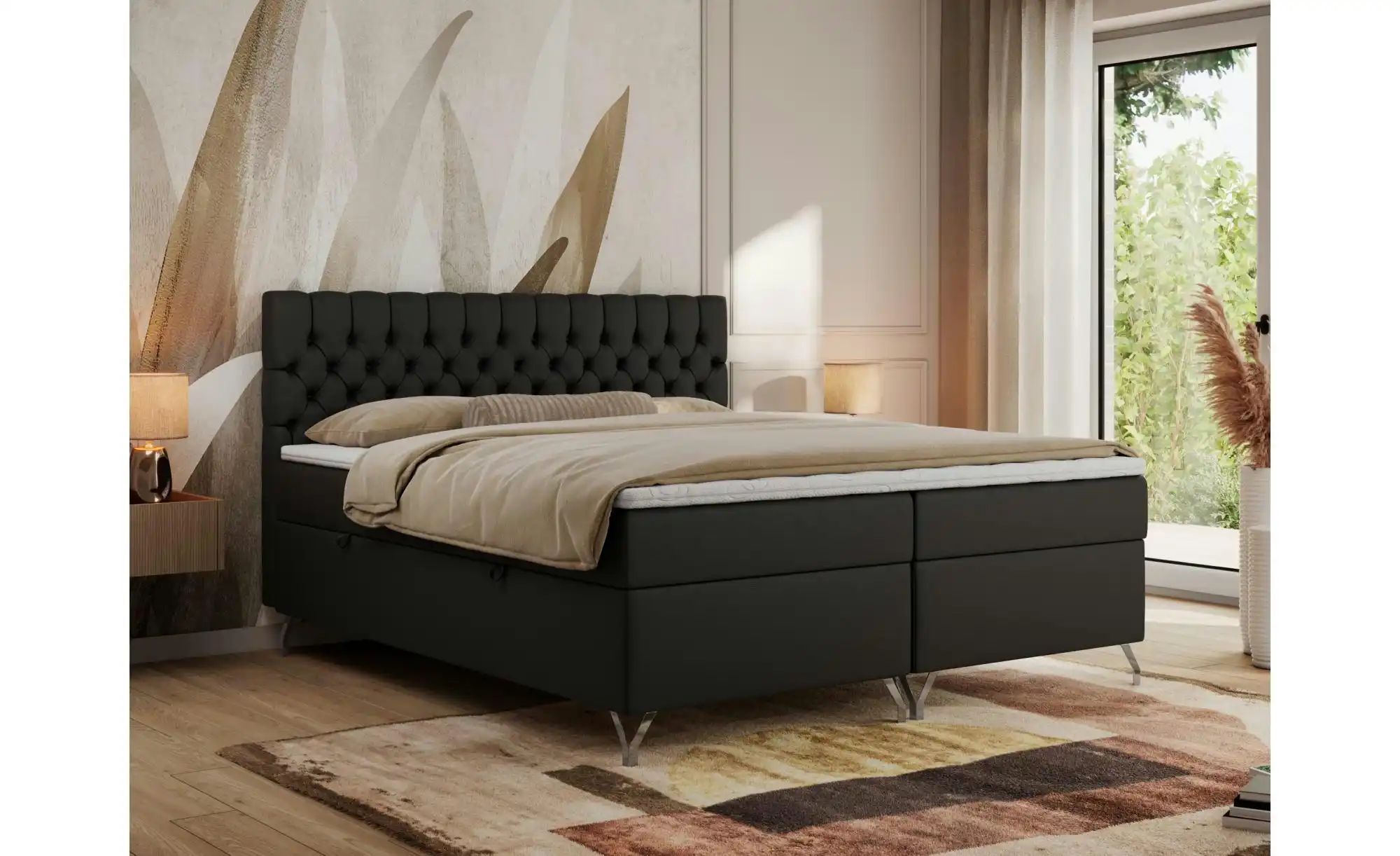 Boxbett mit Bettkasten Grimaldi ¦ schwarz ¦ Maße (cm): H: 115 Betten > Komf günstig online kaufen