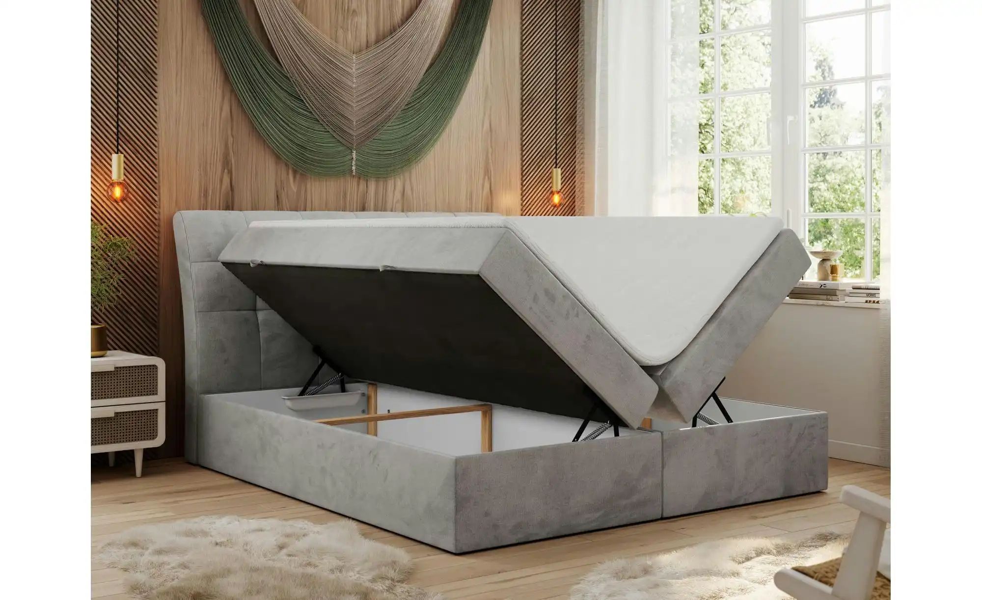 Boxbett mit Bettkasten Diegos ¦ grau ¦ Maße (cm): H: 118 Betten > Komfortbe günstig online kaufen