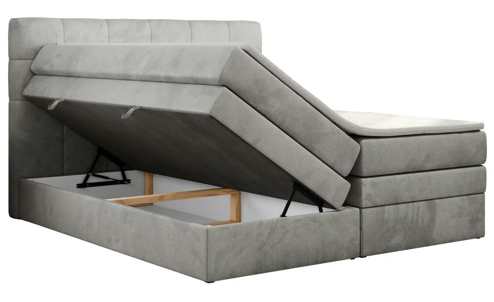Boxspringbett mit Bettkasten Luka King ¦ grau ¦ Maße (cm): B: 120 H: 110 Be günstig online kaufen